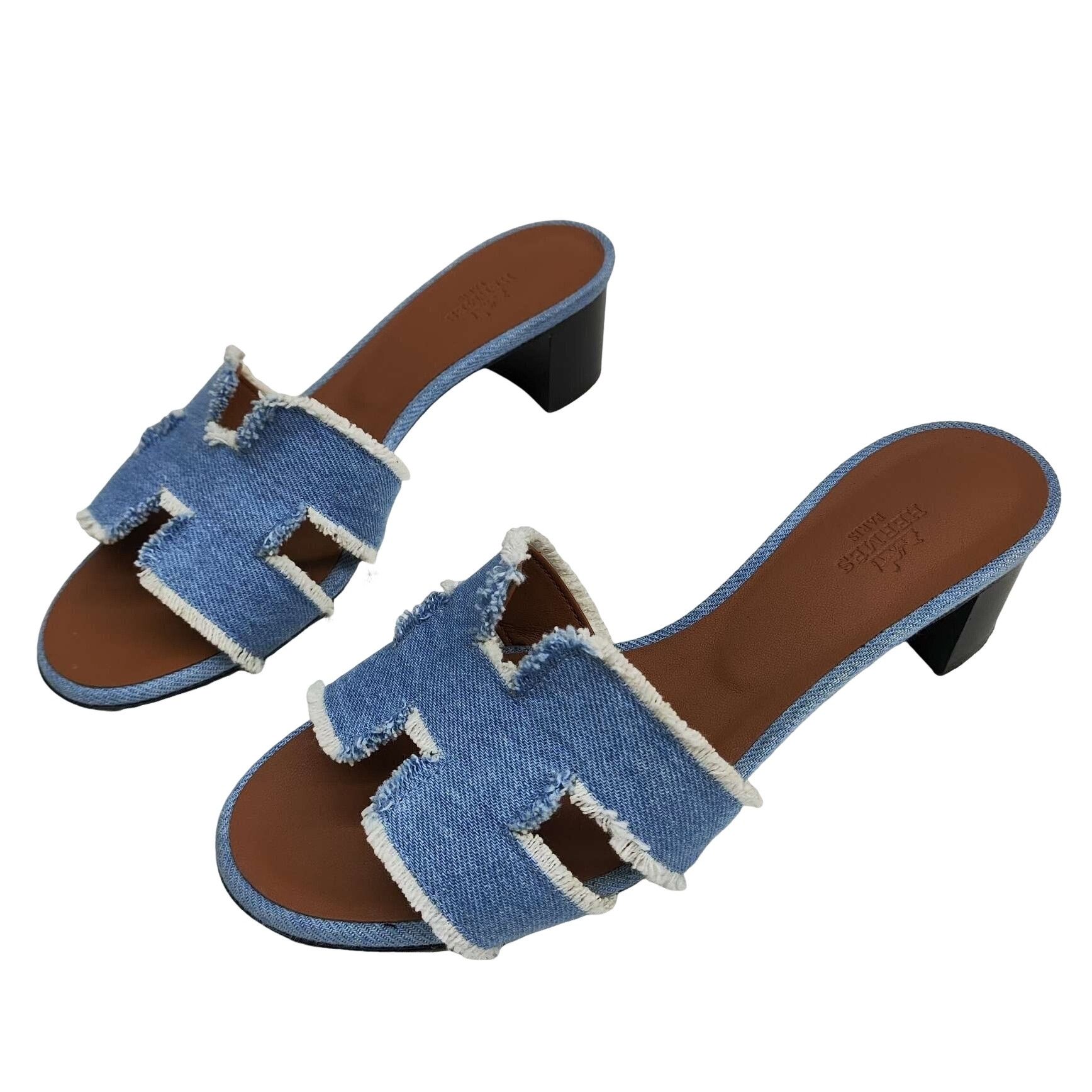 Hermes Hermès Oasis Denim Frayed Sandals Size 37.5 Size US 7.5 / IT 37.5 - 1 Thumbnail