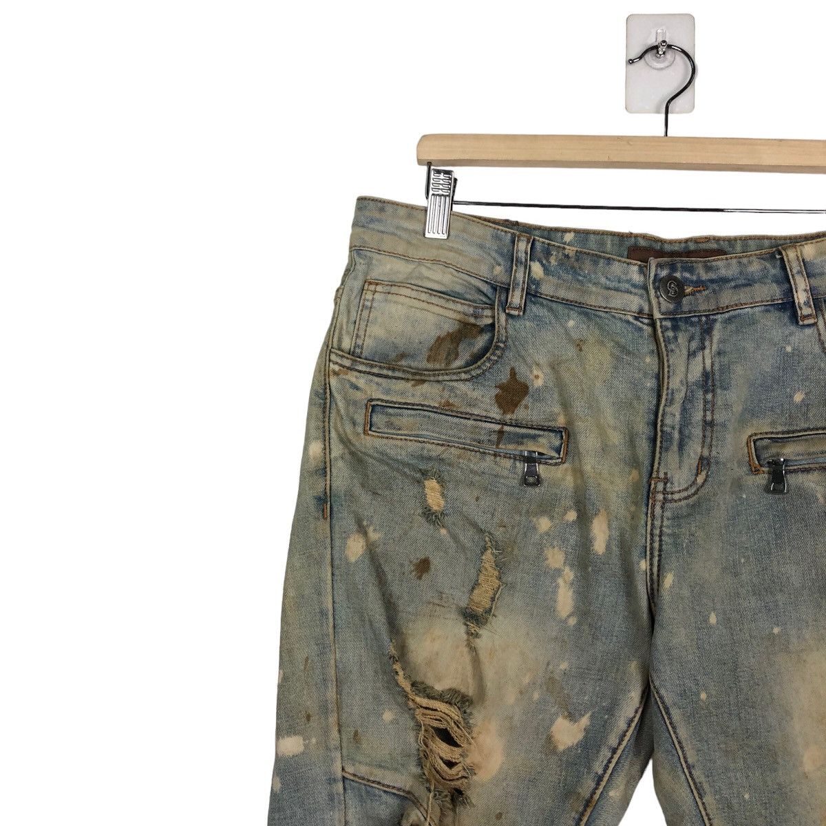 Japanese Brand 🔥Distressed Denim Skinny Punk Design Crysp Denim Japan Size US 34 / EU 50 - 7 Thumbnail