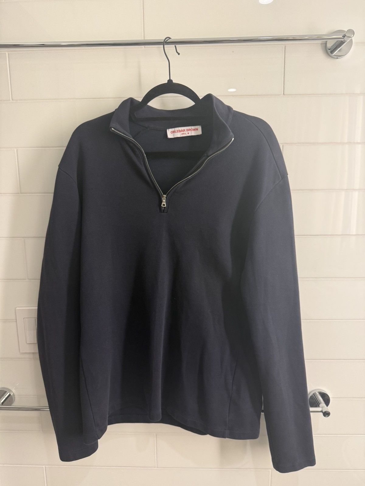 Orlebar Brown Orlebar Brown Navy Quarter Zip Size US M / EU 48-50 / 2 - 2 Thumbnail
