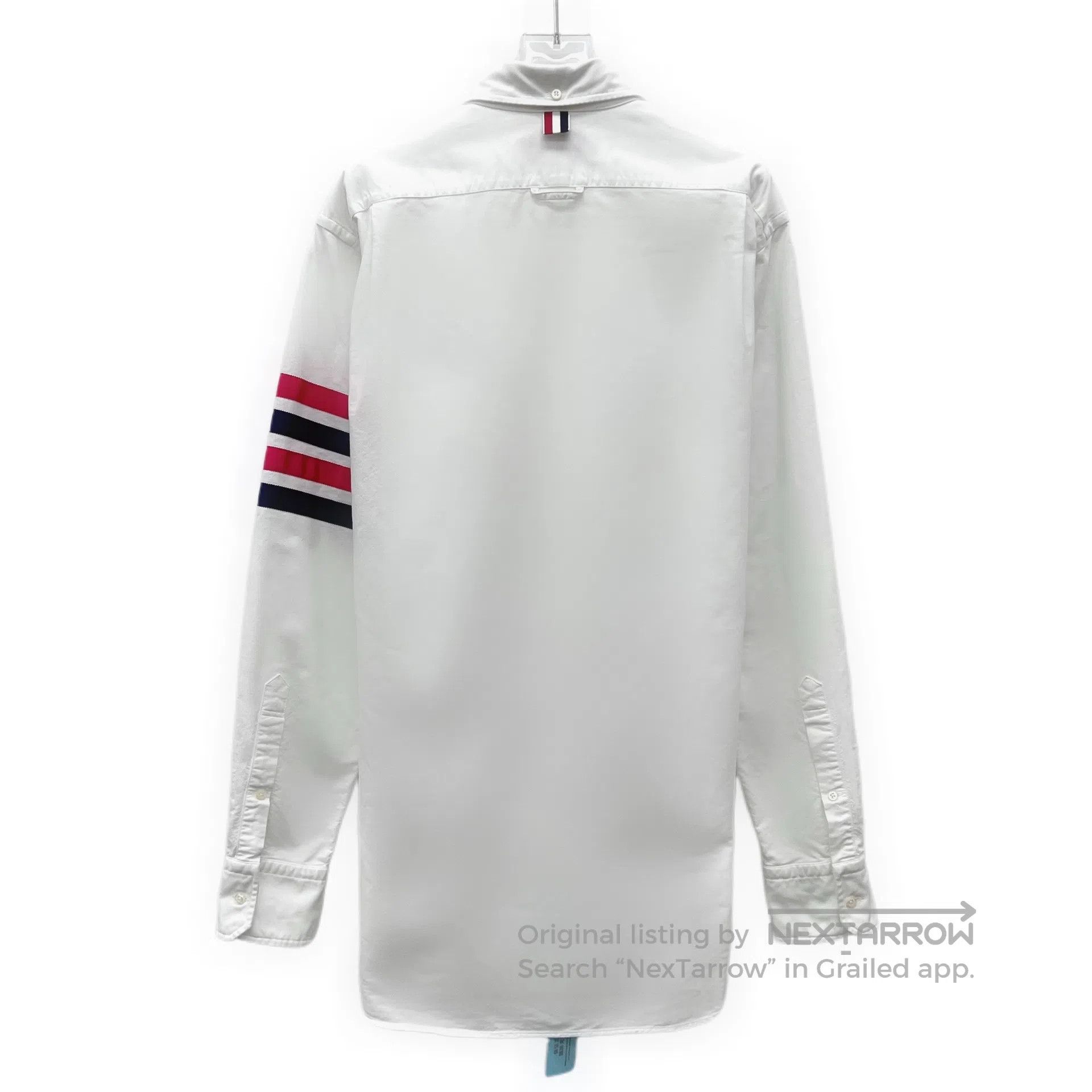 Thom Browne Thom Browne White classic four-stripe cotton collar long-s Size US L / EU 52-54 / 3 - 2 Thumbnail