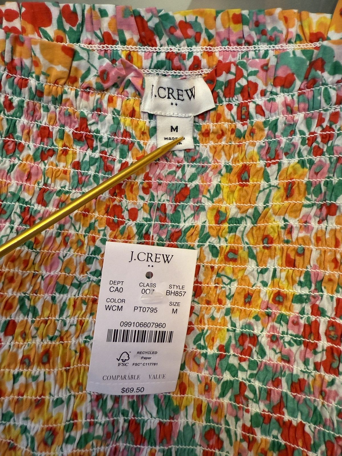 J.Crew J. Crew Women’s Smocked Floral Tie Tank Top -medium Size M / US 6-8 / IT 42-44 - 2 Thumbnail