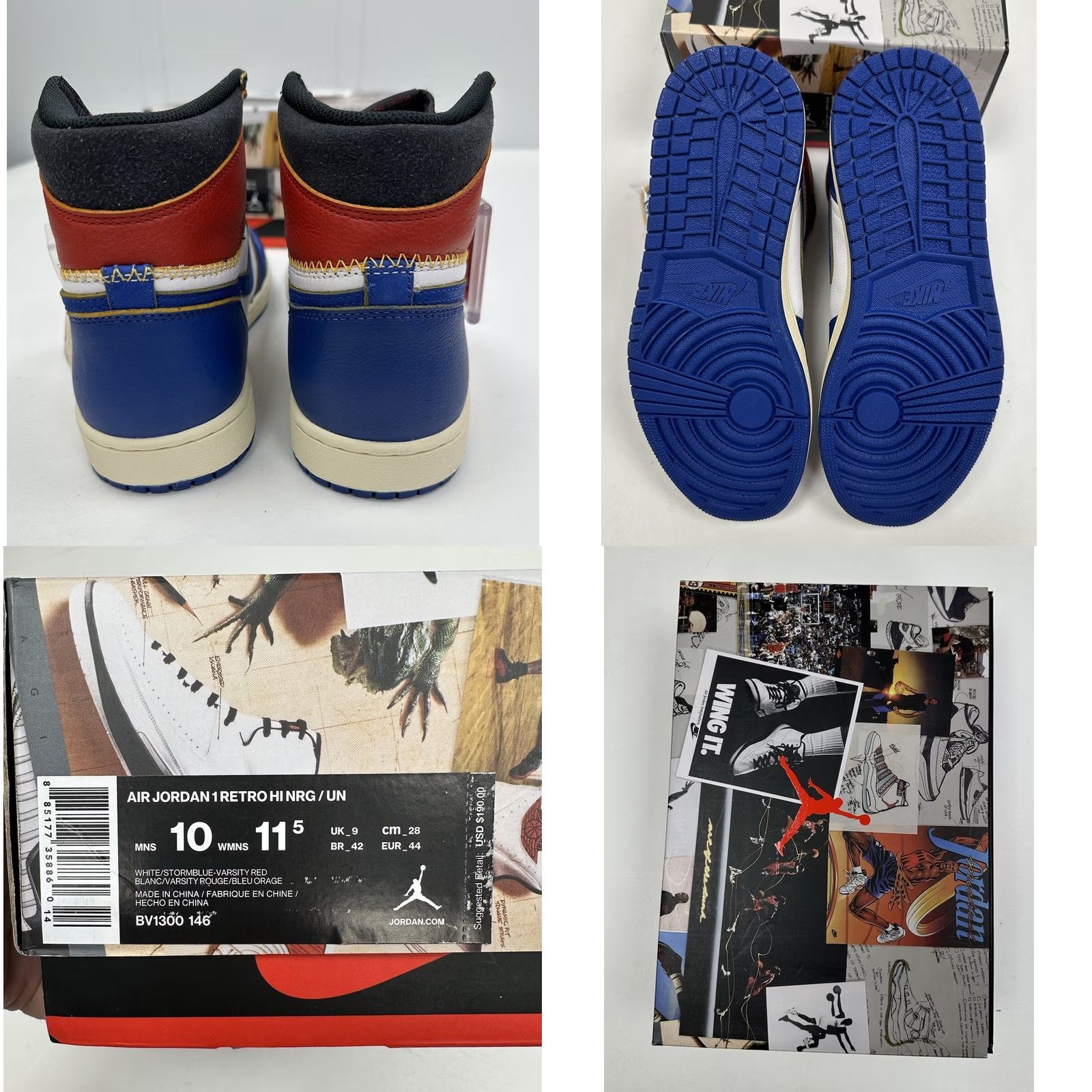 Jordan Brand VINTAGE? Nike Jordan 1 Retro High x Union Storm Blue 2018 Mens 10 Brand New DS With Receipt Size US 9 / EU 42 - 10 Thumbnail