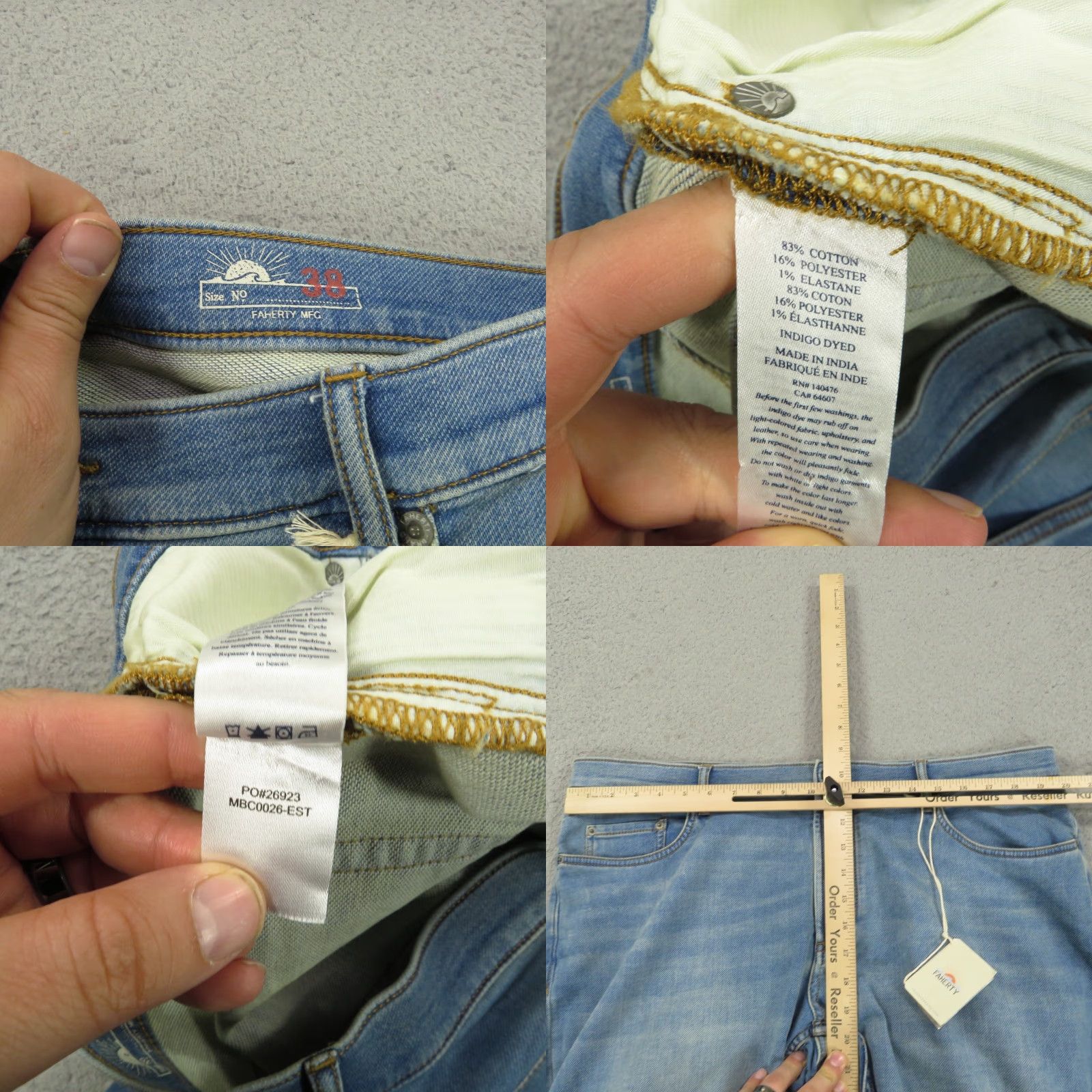 Faherty Faherty Jeans 5 Pocket Denim Pants Blue 38x30 Stretch Terry Western Shore Western Shore Transportation Modern 5-Pocket Mens Regular Blue Denim Jeans Size US 38 / EU 54 - 8 Thumbnail