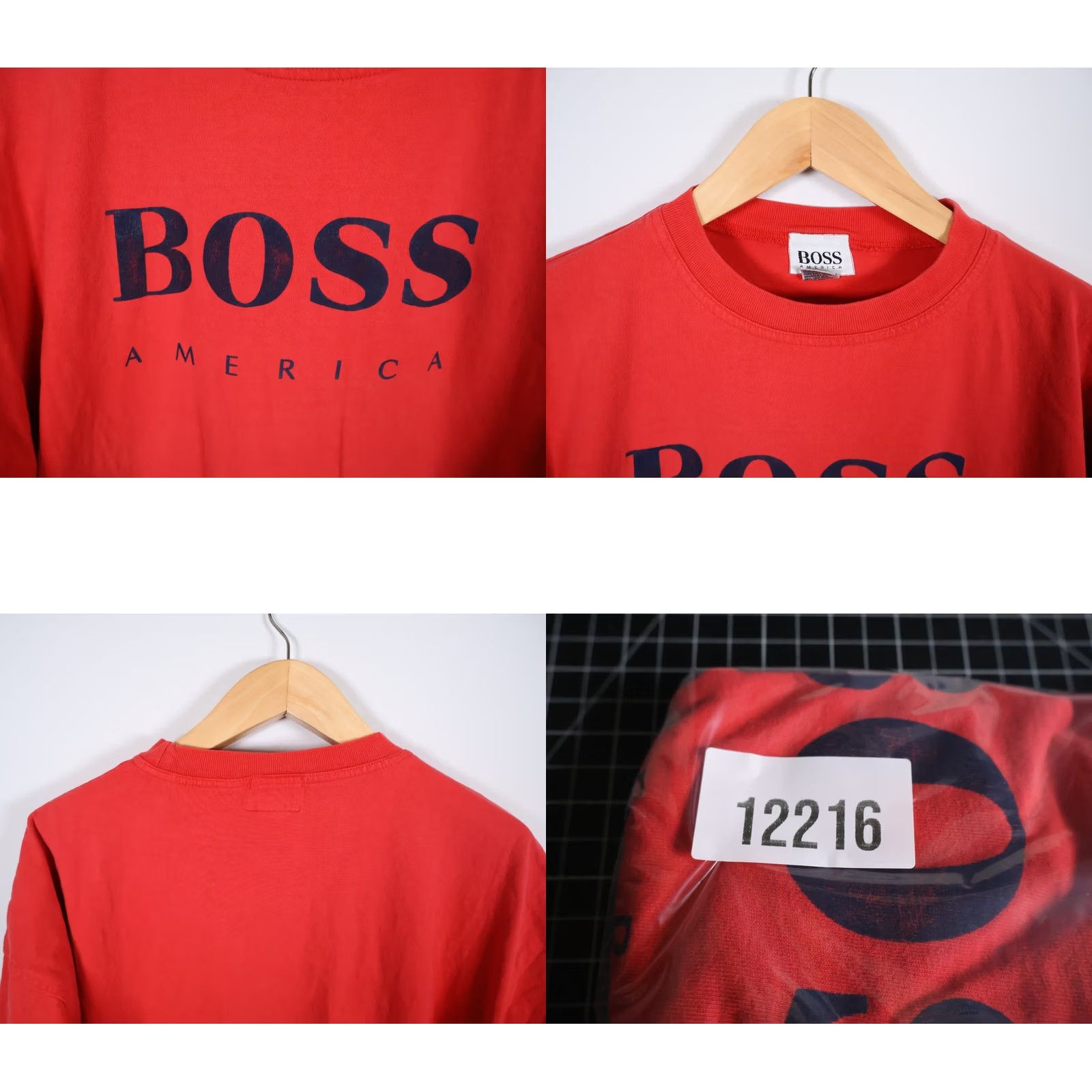 Vintage VINTAGE Boss T-Shirt Men XL Red USA Made 90s Preppy Hugo Spell Out American Print Shirt Mens XL Red 90s Hipster Retro Size US XL / EU 56 / 4 - 8 Thumbnail
