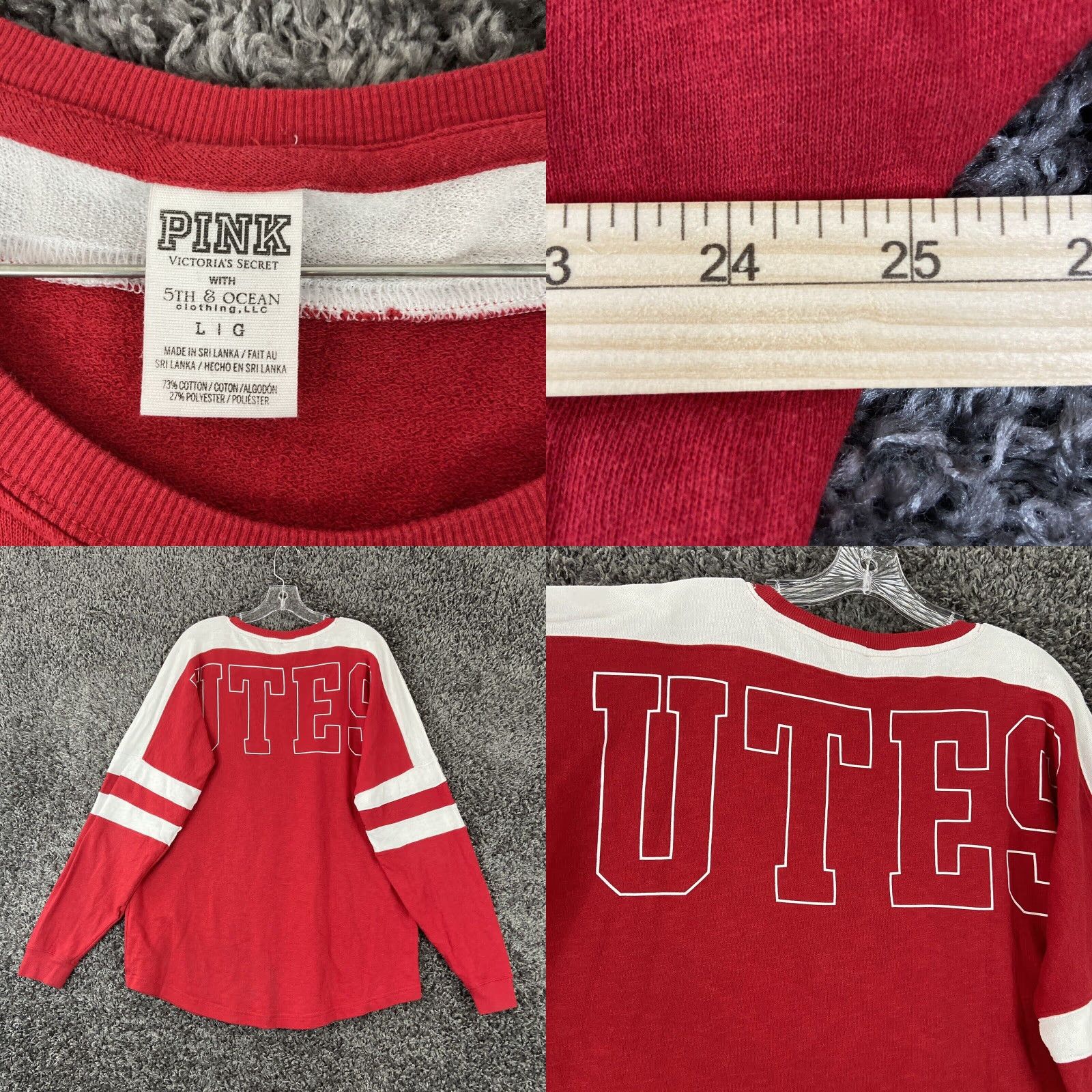 Victoria's Secret Victoria's Secret Long Sleeve Jersey Crewneck Red Pink White Adult Large Women's Size L / US 10 / IT 46 - 8 Thumbnail
