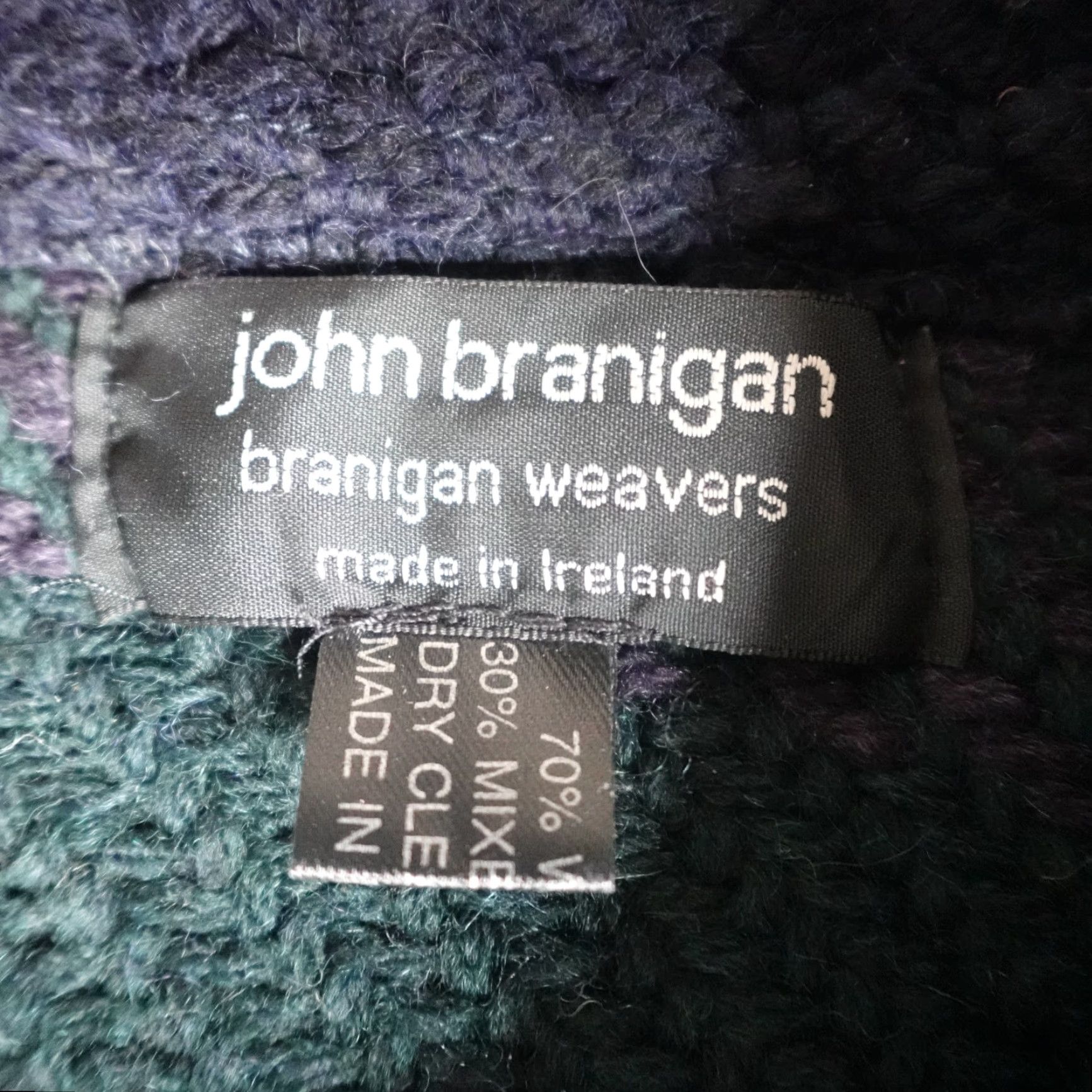 Vintage John Branigan Womens Sweater OS Blue Plaid Wool Cape Ireland Size ONE SIZE - 3 Thumbnail