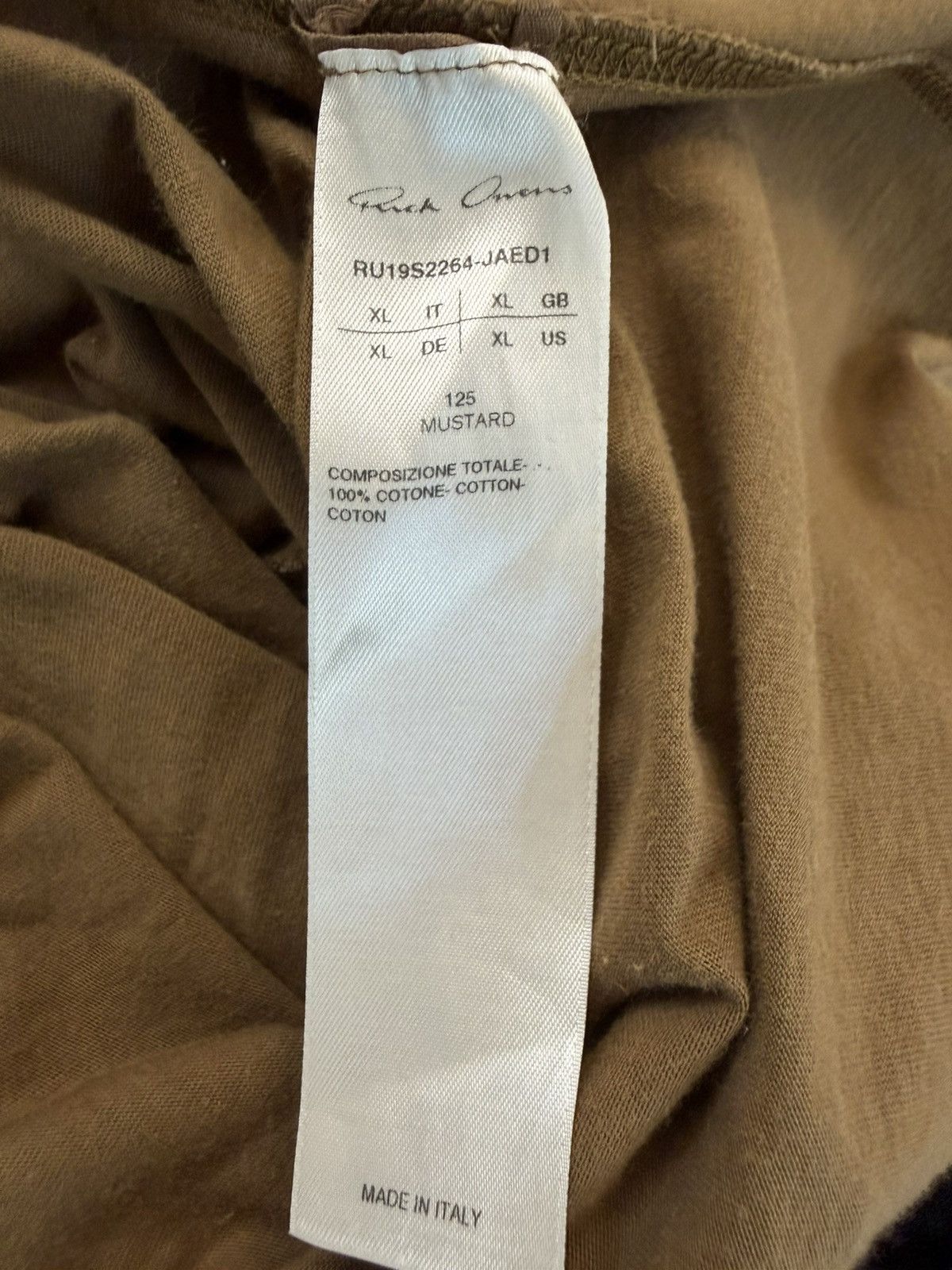 Rick Owens Rick Owens - SS19 Mustard Rivet Level Tee Shirt Size US XL / EU 56 / 4 - 6 Thumbnail