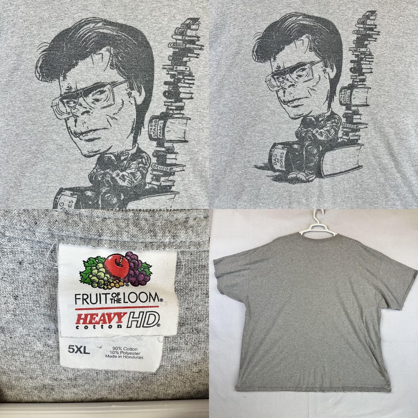 Fruit Of The Loom 5XL Stephen King Horror Author Graphic Shirt Mens Gray Carrie The Stand Cujo Size US XXL / EU 58 / 5 - 8 Thumbnail