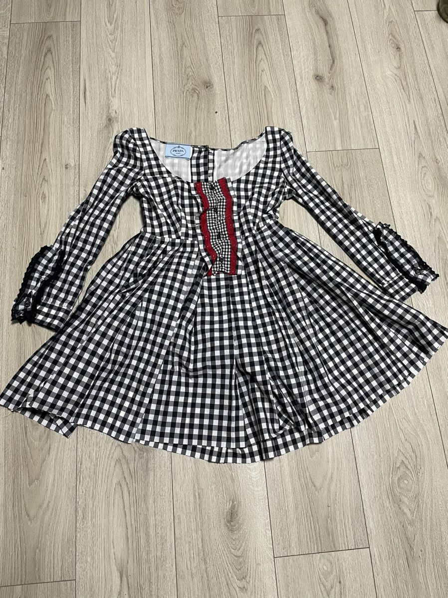 Prada Prada Pre-Fall 2013 Gingham Off-Shoulder Dress Campaign Size S / US 4 / IT 40 - 2 Thumbnail