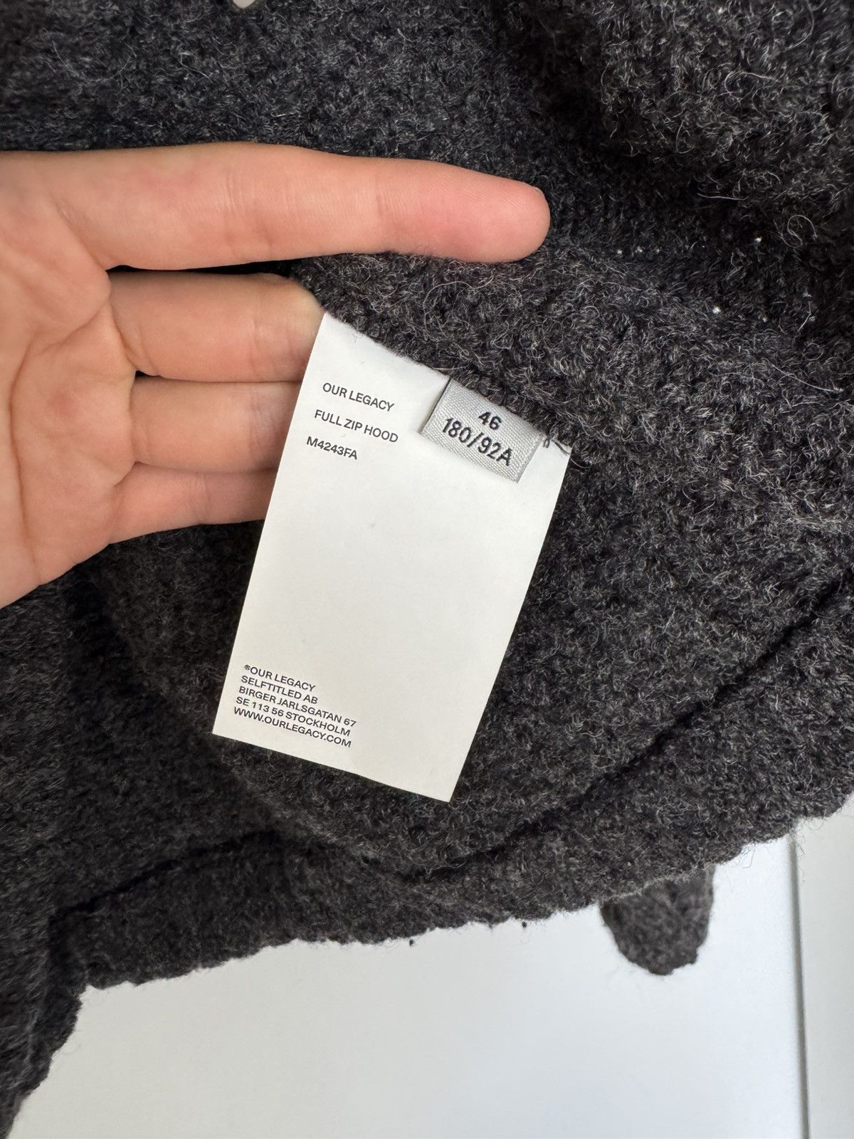 Our Legacy Full Zip Hood Anthracite Mega Rib Wool Size US S / EU 44-46 / 1 - 5 Thumbnail