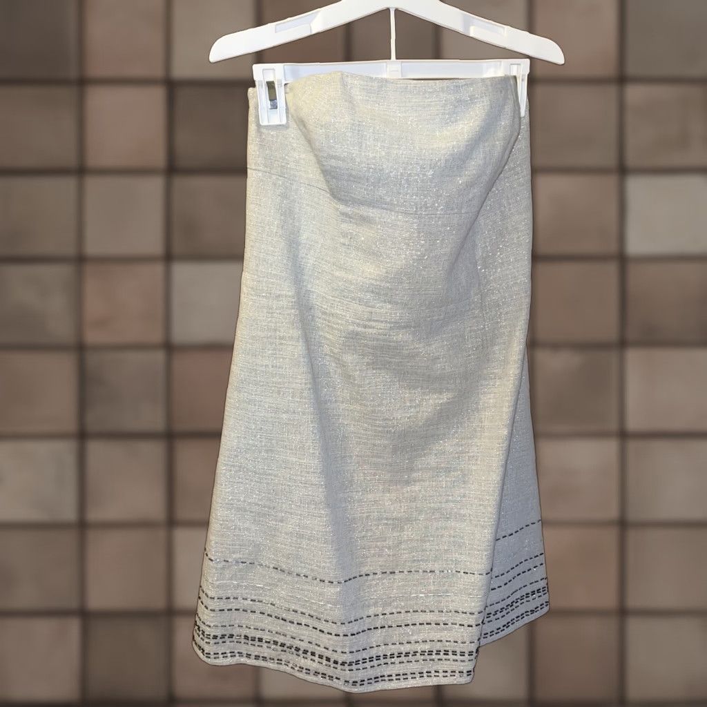 Ann Taylor Ann Taylor Loft Linen Dress Womens Short Size 6 Beige Beaded Gold Thread Cocktail Party Wedding Size M / US 6-8 / IT 42-44 - 1 Thumbnail