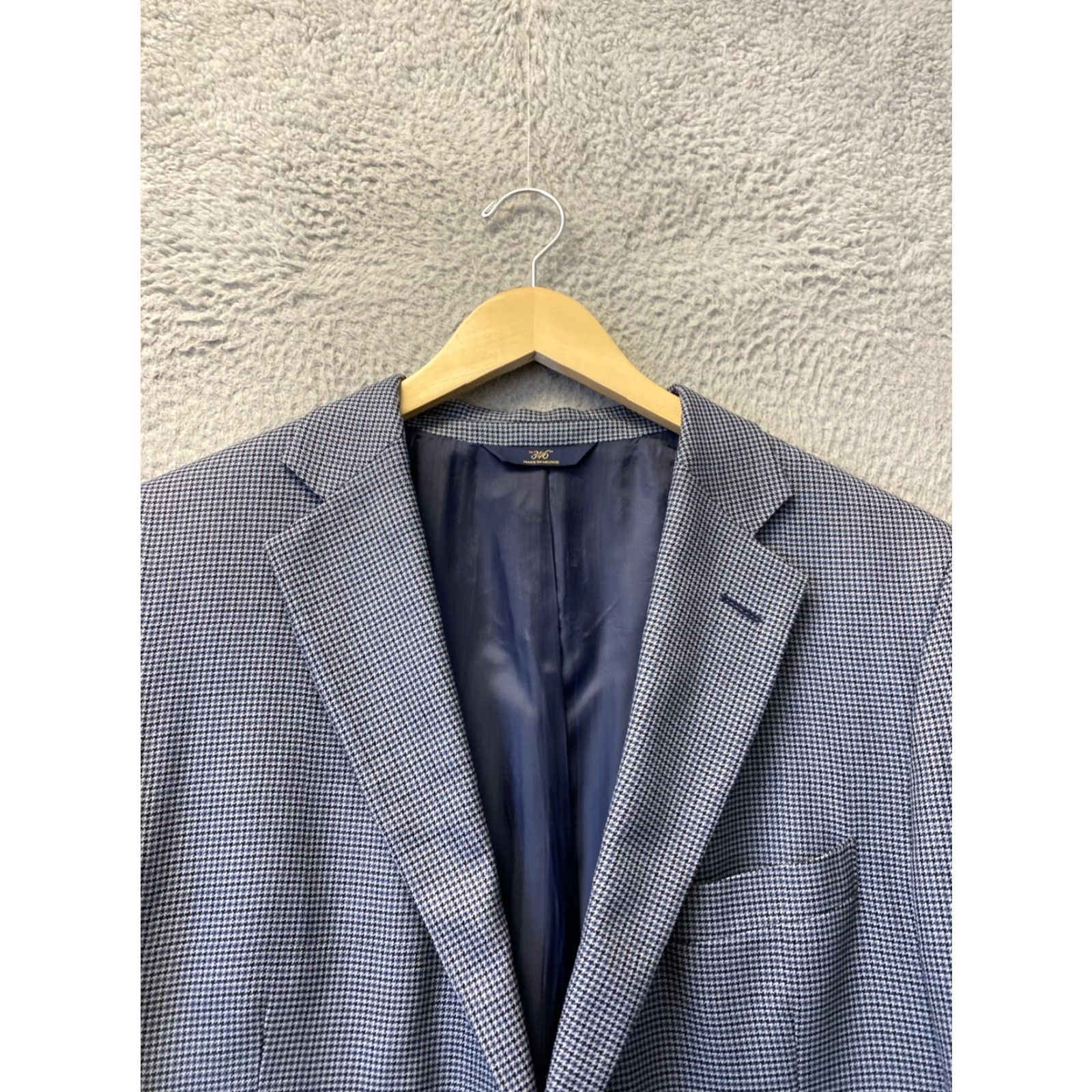 Brooks Brothers BROOKS BROTHERS Blue Houndstooth Wool Tuxedo Suit Jacket Size 42R - Formal Mens Size 42R - 3 Thumbnail