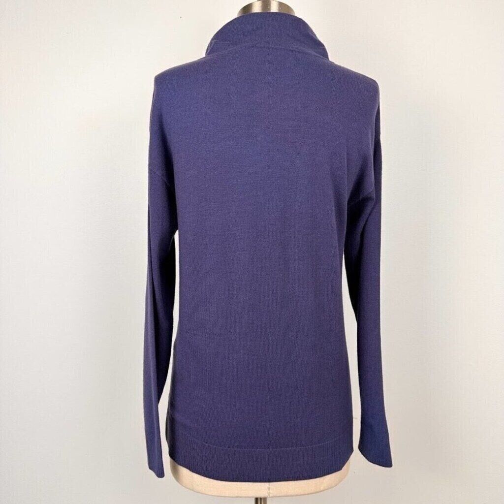 Other Olsen Women’s Snap Button Mock Neck Sweater Size 4 XS Blue Size XS / US 0-2 / IT 36-38 - 7 Thumbnail