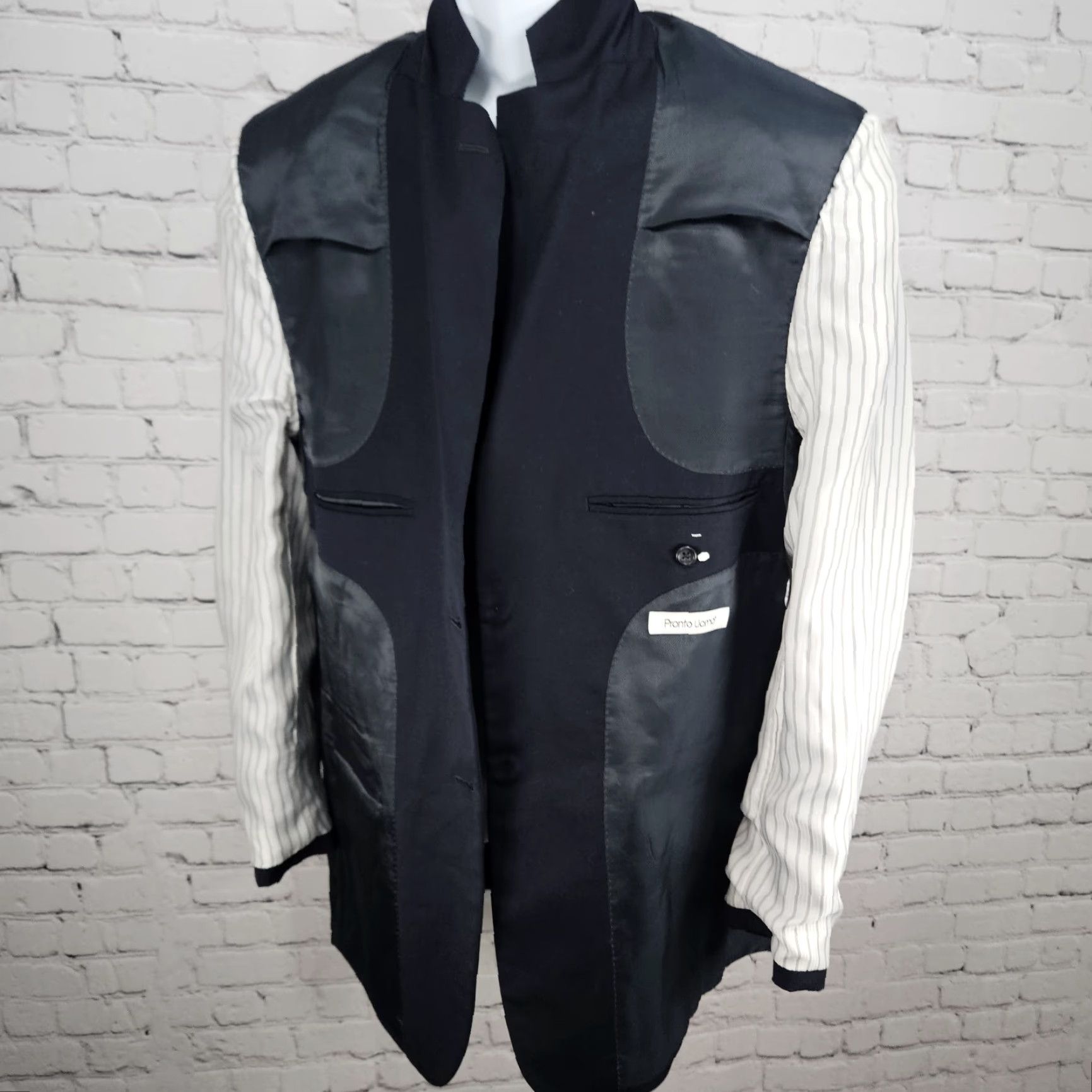 Pronto Uomo VINTAGE Pronto Uomo Blazer Sport Coat Navy 100% Wool 2 Button Double Vented Notch 42L Mens Jacket Men Size 42R - 5 Thumbnail