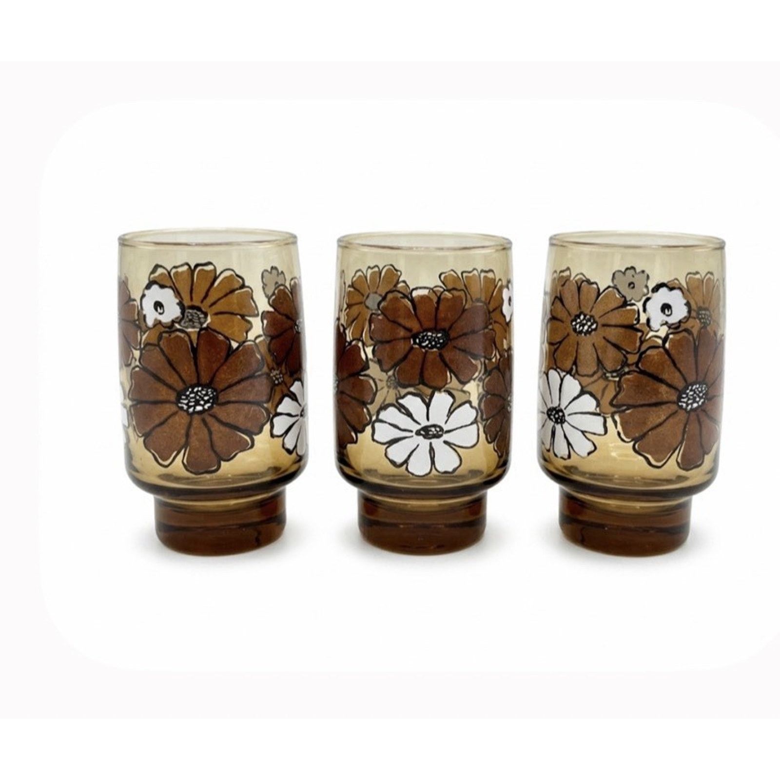 Other Camellia By Tawney Glasses Tumbler Libbey Brown Floral Retro Size ONE SIZE - 2 Thumbnail
