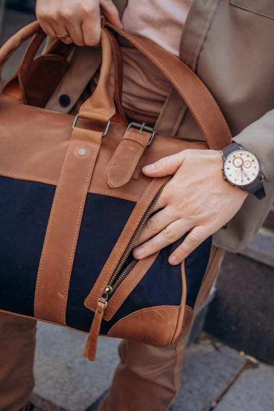 Handmade Genuine leather and thick canvas. Leather Weekender Size ONE SIZE - 7 Thumbnail