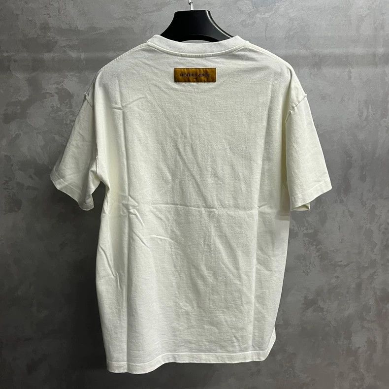 Louis Vuitton White Rainbow Letter Print Round Neck Short