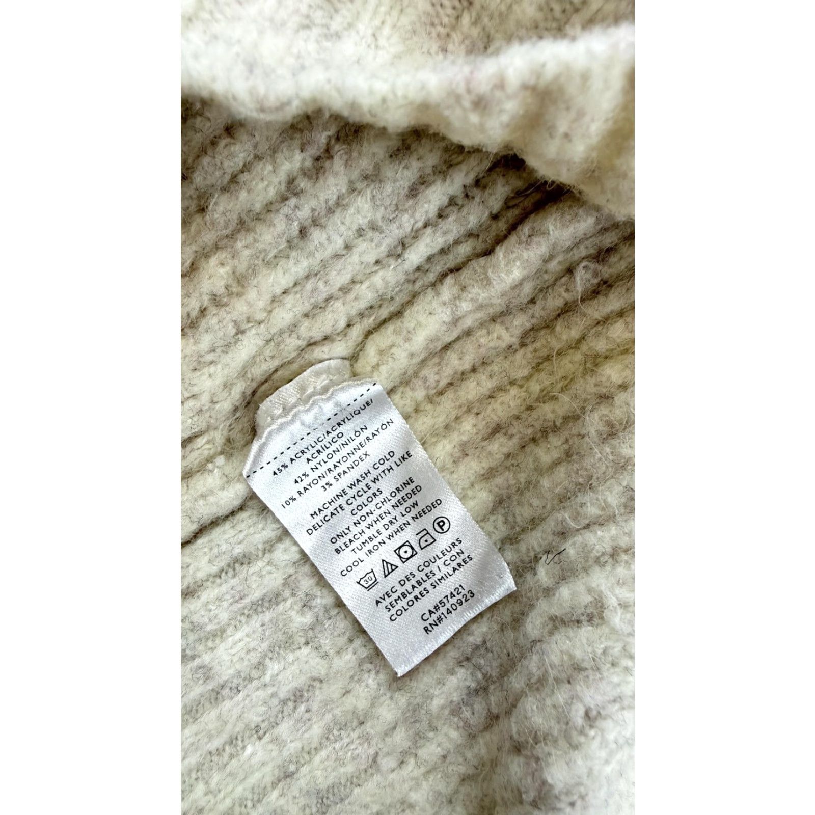 Lou & Grey Lou & Grey Sweater Hoodie Womens Small Beige Pullover V-Neck Rib Knit Knitwear Long Sleeve Hooded Cozy Size S / US 4 / IT 40 - 4 Thumbnail