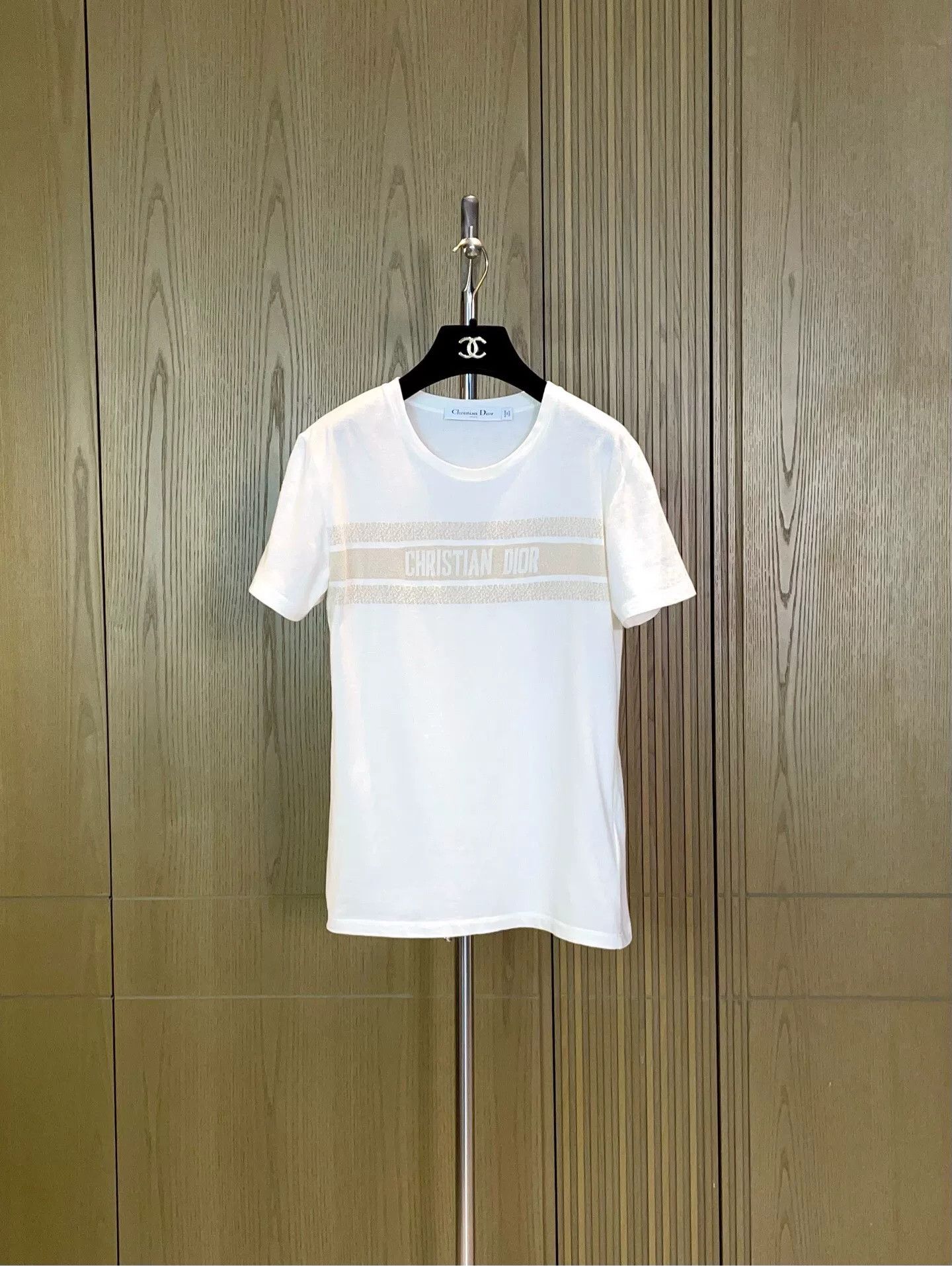 Dior Dior Platinum Gold Logo Print Cotton T-shirt Size XS / US 0-2 / IT 36-38 - 1 Thumbnail