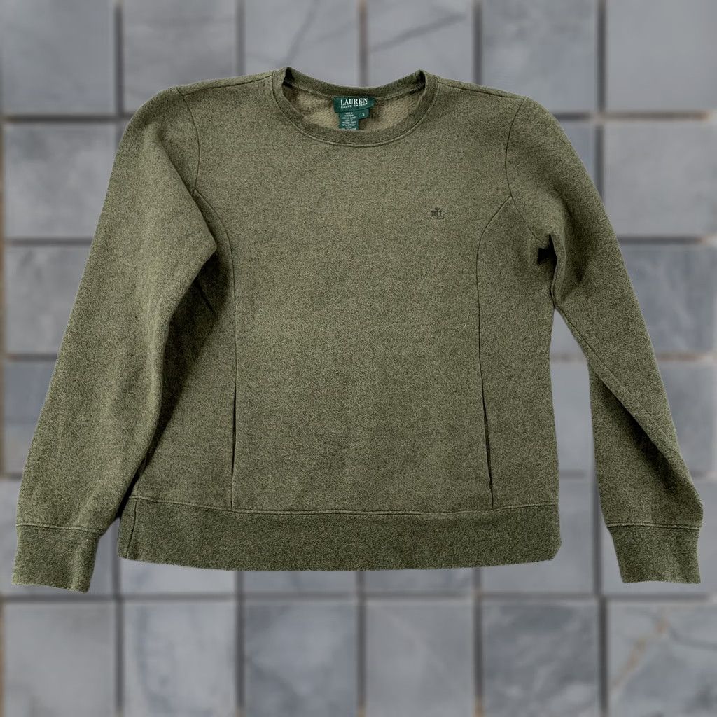 Ralph Lauren Lauren Ralph Lauren Sweatshirt Womens S Green Heather Crewneck Pullover Embroidered Logo 100% Cotton 100% Polyester Size S / US 4 / IT 40 - 1 Thumbnail