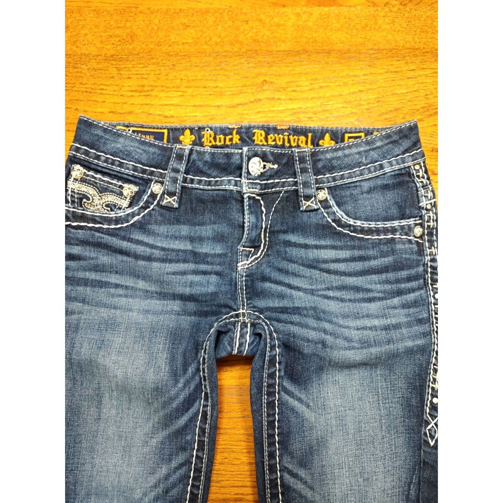 Vintage Rock Revival Jen Skinny Jeans Womens Tag 26 X 27 Inseam Blue Denim Size 26" / US 2 / IT 38 - 7 Thumbnail