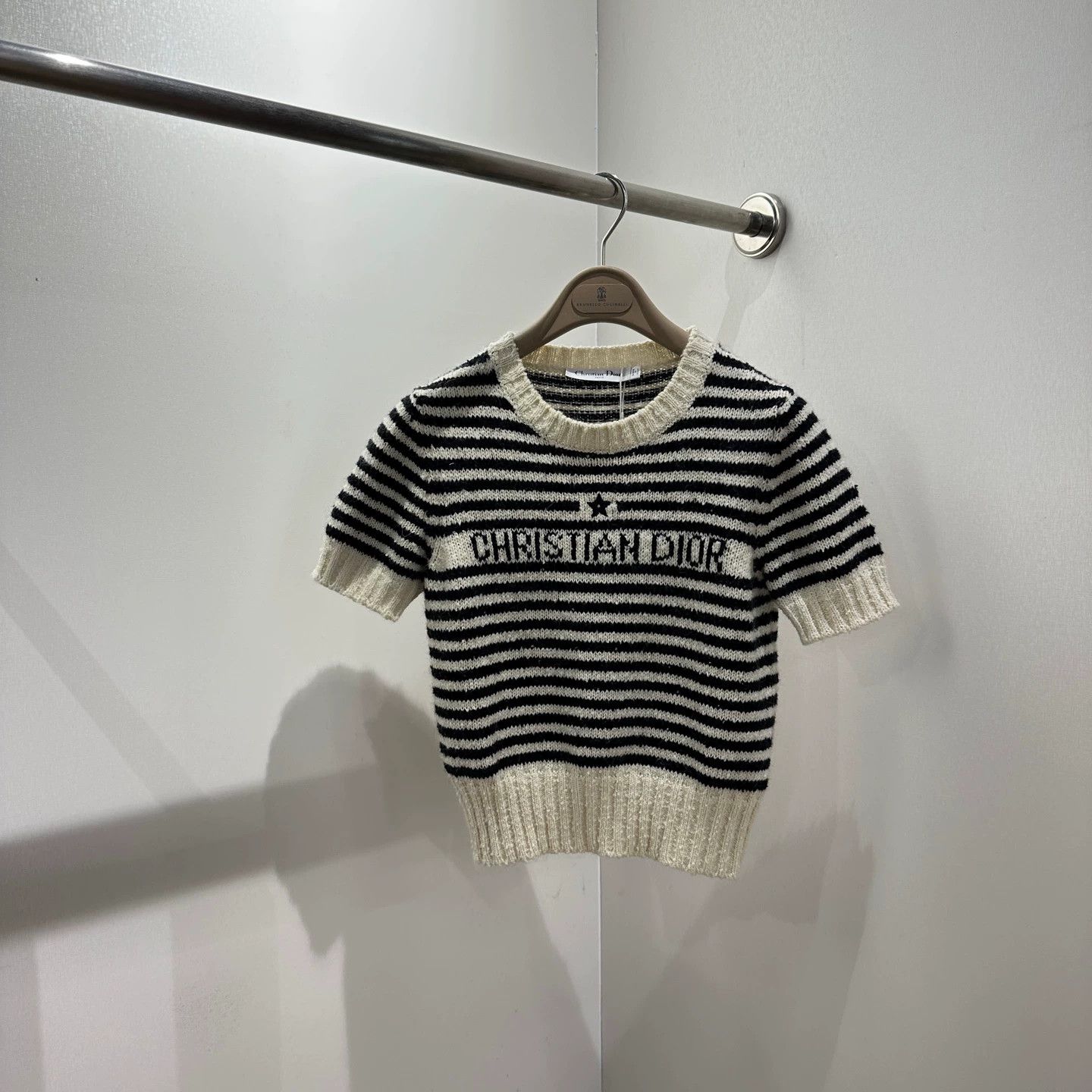 Christian Dior Monsieur Dior striped star slogan knit tee 38 cotton Size S / US 4 / IT 40 - 1 Thumbnail