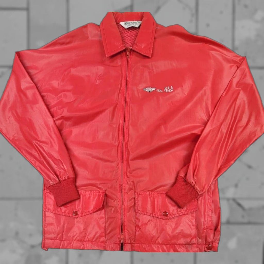 Vintage VINTAGE West Wind Jacket Mens Red Nylon Full Zip Windbreaker 1988 Olympics USA Logo Zipper Pull Size US M / EU 48-50 / 2 - 1 Thumbnail