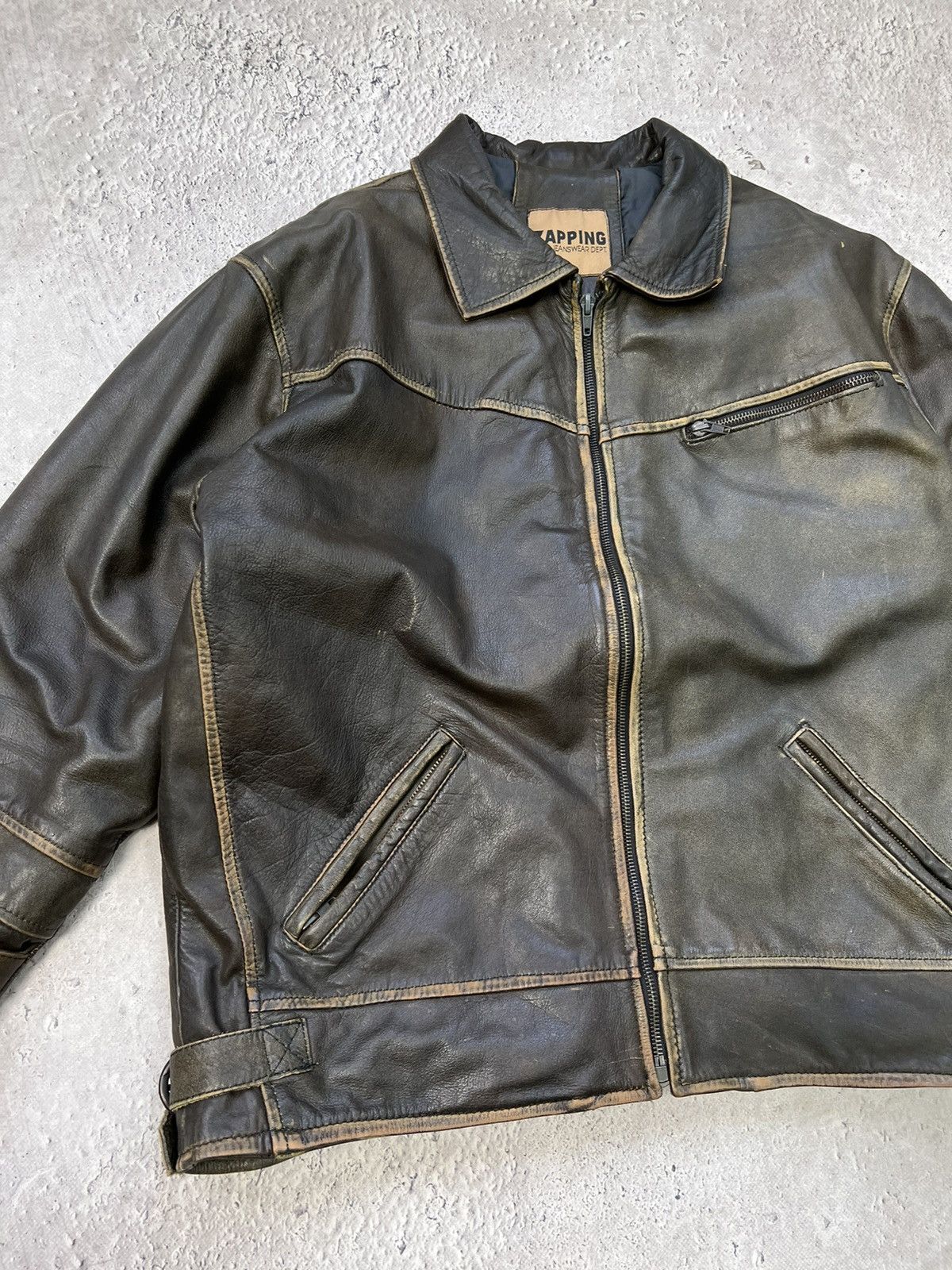 Vintage Vintage Brown avant garde genuine leather bomber jacket Size US M / EU 48-50 / 2 - 4 Thumbnail