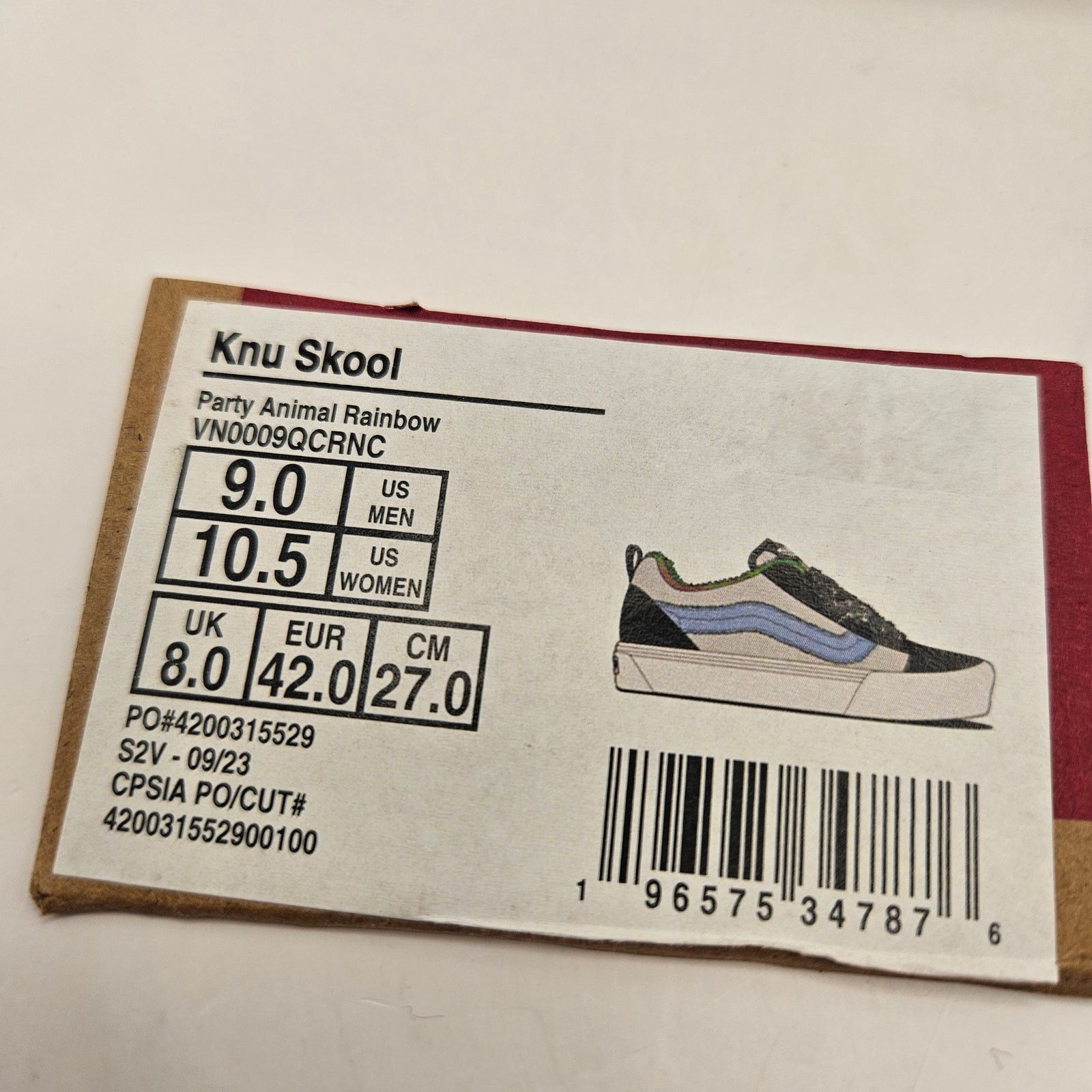 Vans VANS MEN'S 9 KNU SKOOL PARTY ANIMAL RAINBOW BLACK SUEDE FAUX Size US 9 / EU 42 - 2 Thumbnail