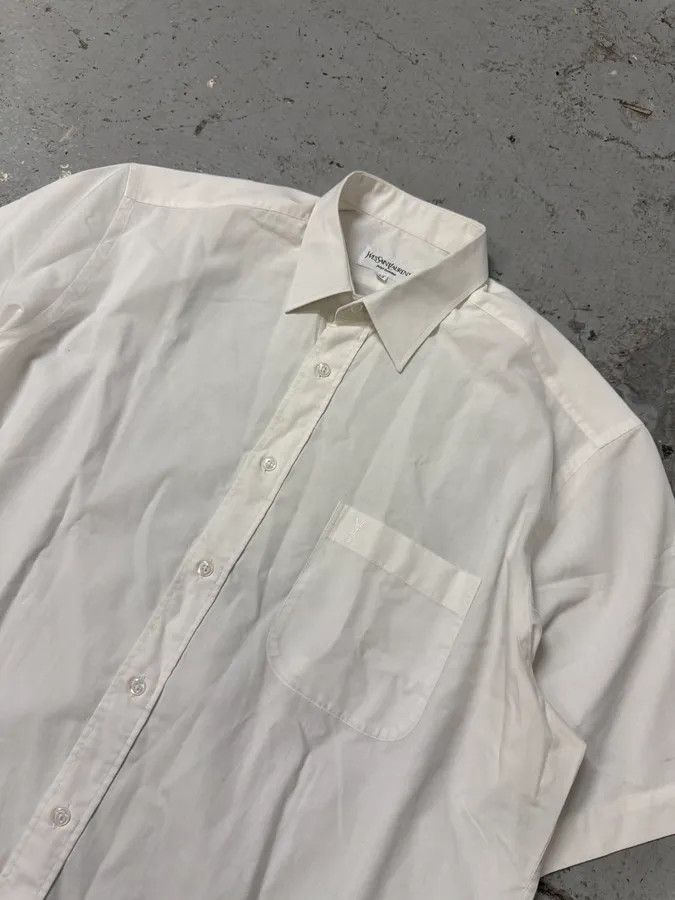 Designer × Vintage × Yves Saint Laurent 1990s Yves Saint Laurent White Short Sleeves Shirt Size US XL / EU 56 / 4 - 6 Thumbnail