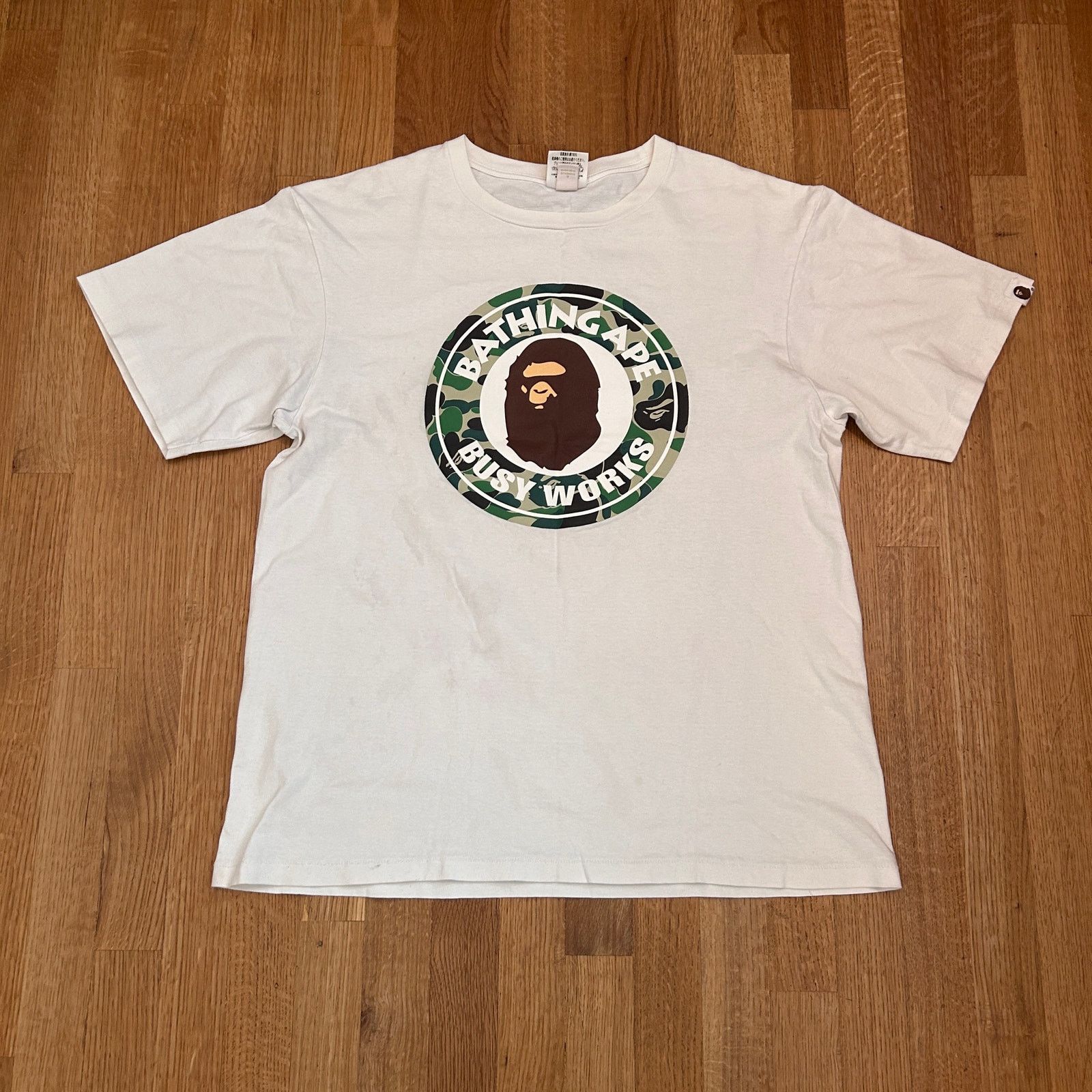 Bape Bape Busy Work Camo Logo Shirt White Size US XL / EU 56 / 4 - 1 Thumbnail