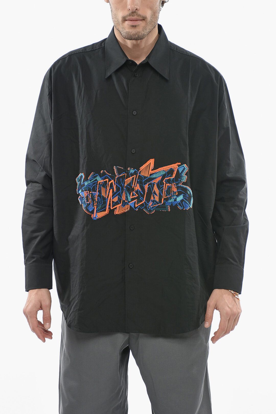 image of Off White Og1Mm0424 Seasonal Cotton Shirt In Black, Men's (Size Small)