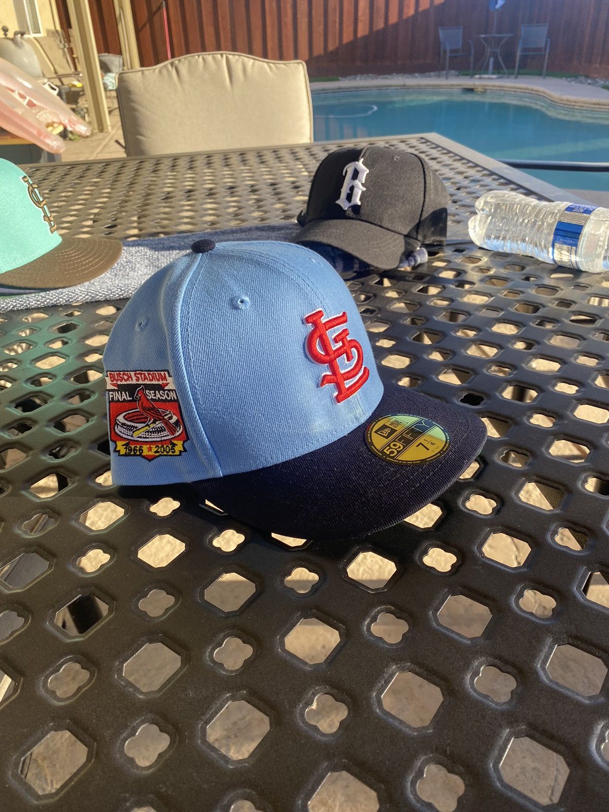 image of New Era Fitted Hat 7 1/4 in Blue, Men's
