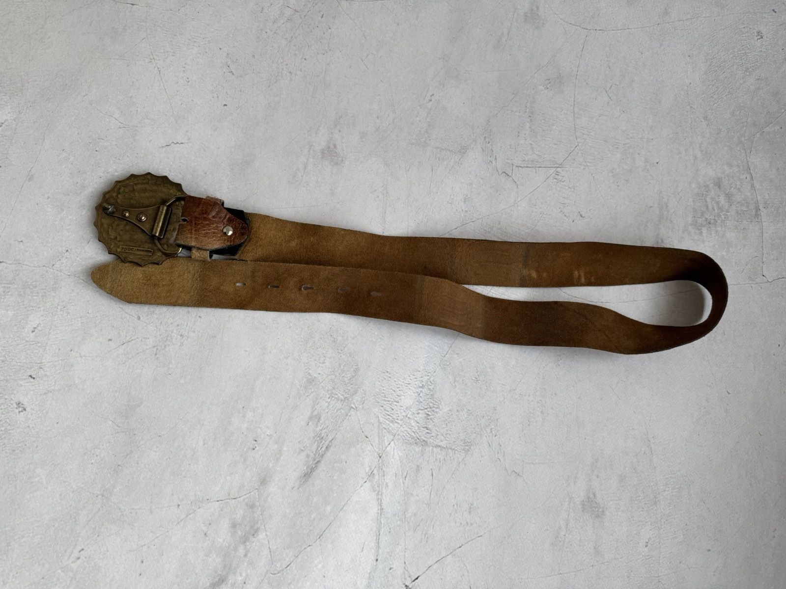 Vintage Italian Genuine Leather Belt Brown Vintage Buckle Size ONE SIZE - 6 Thumbnail