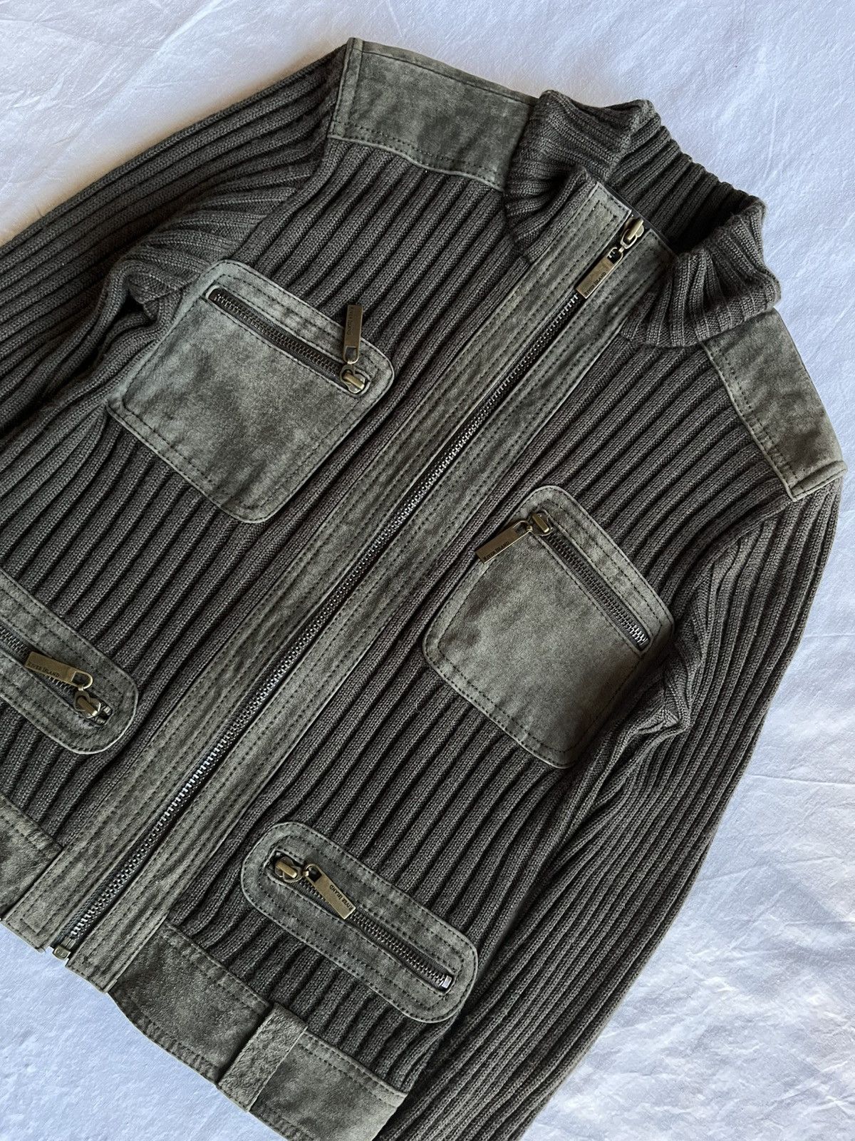 River Island River Island Ribbed Knit & Suede Panel Jacket UK 12 / EU 38 Size XS / US 0-2 / IT 36-38 - 4 Thumbnail