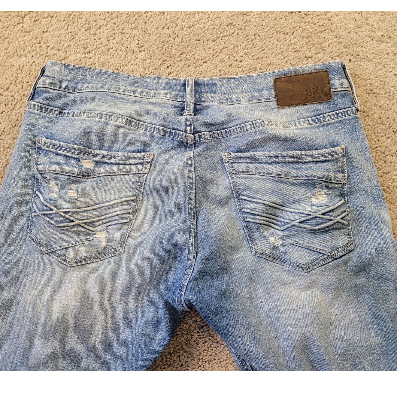 BKE BKE Carter Straight Leg Jeans 34L Distressed Button Fly EUC Size US 36 / EU 52 - 3 Thumbnail