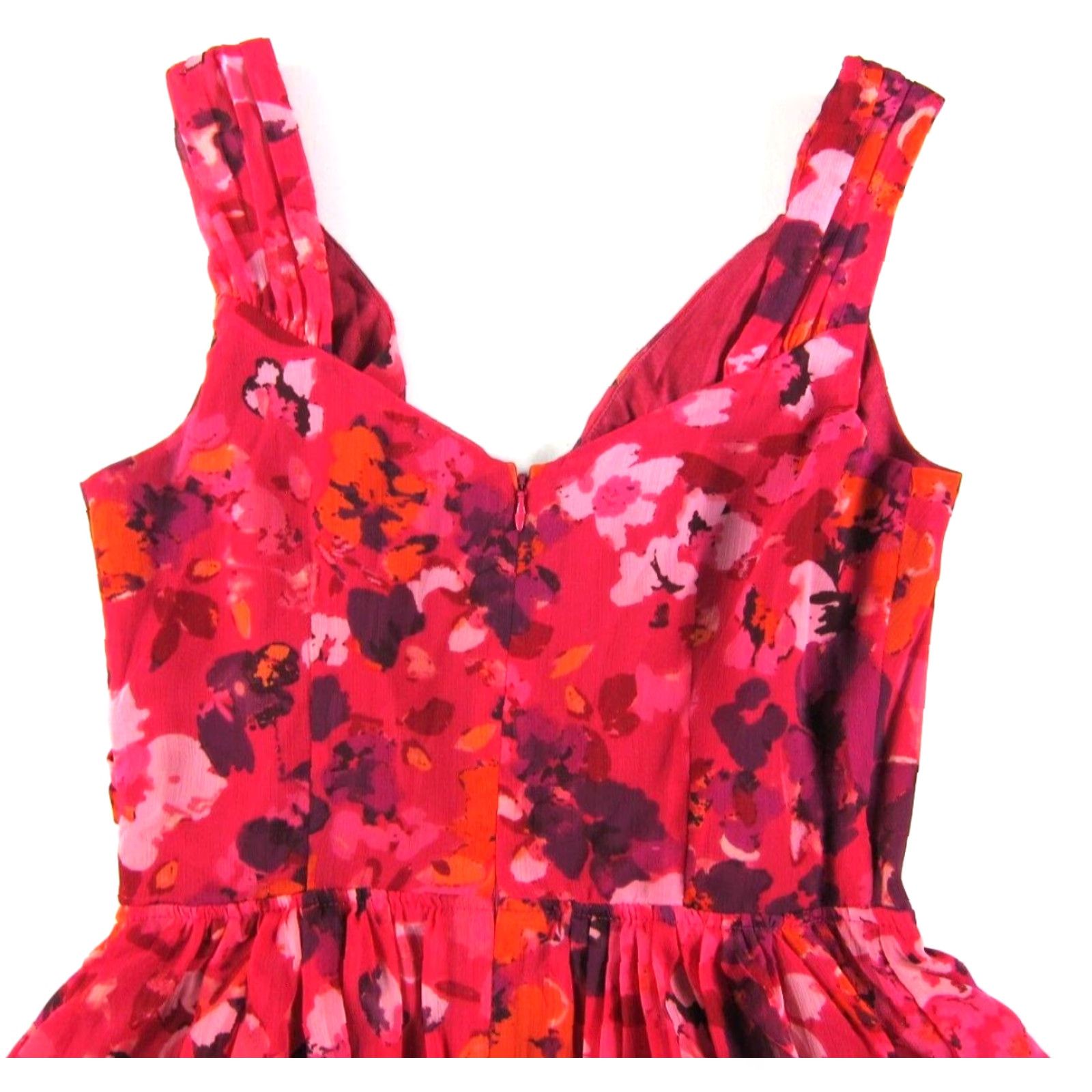 Express Express Pink Floral Silky Satin V-Neck Ruched Sleeveless Tank Sun Dress Size 8 Size M / US 6-8 / IT 42-44 - 5 Thumbnail