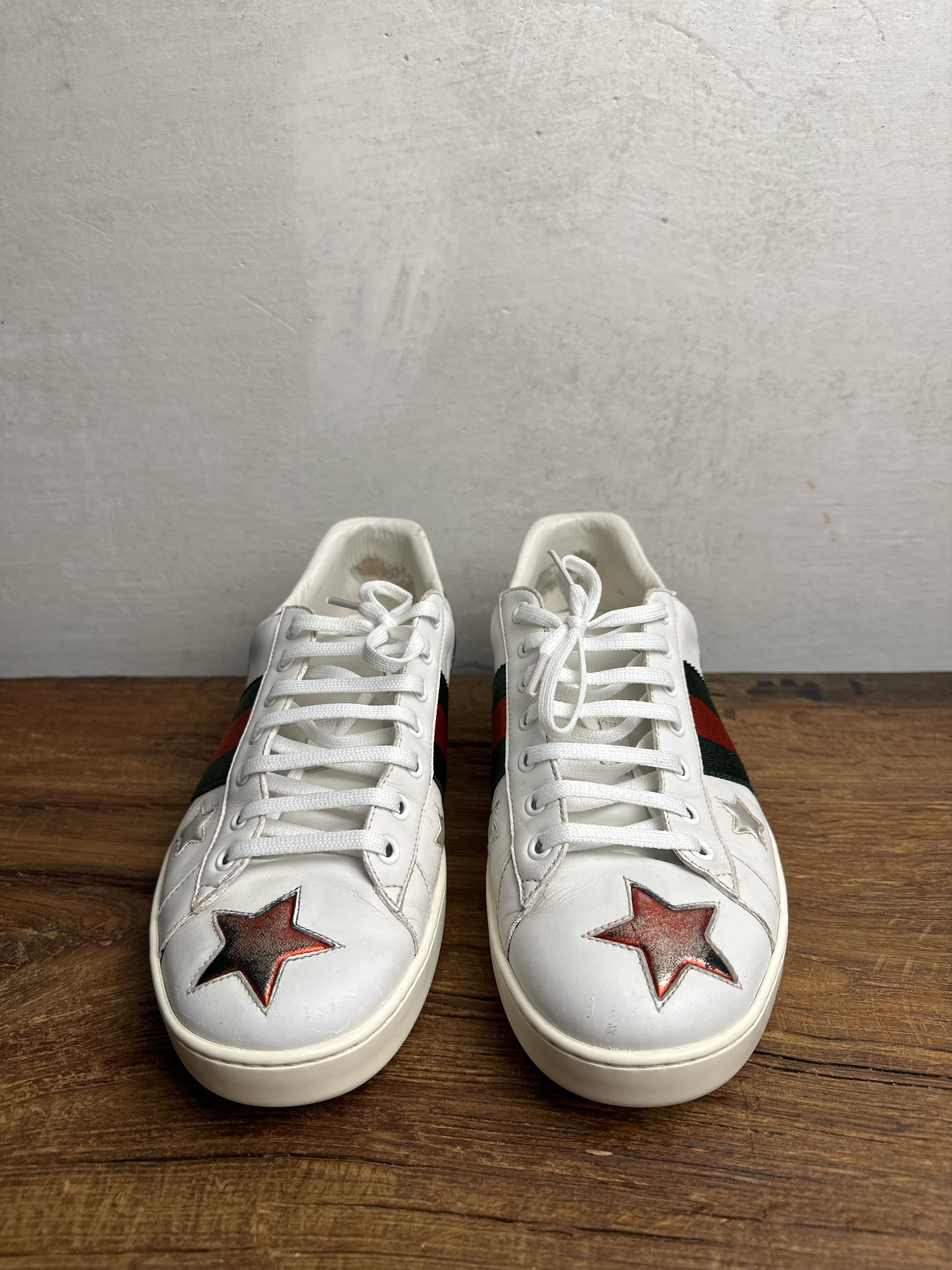 Gucci Gucci Gucci White Leather Ace Metallic Stars Low Top Size US 10 / EU 43 - 8 Thumbnail