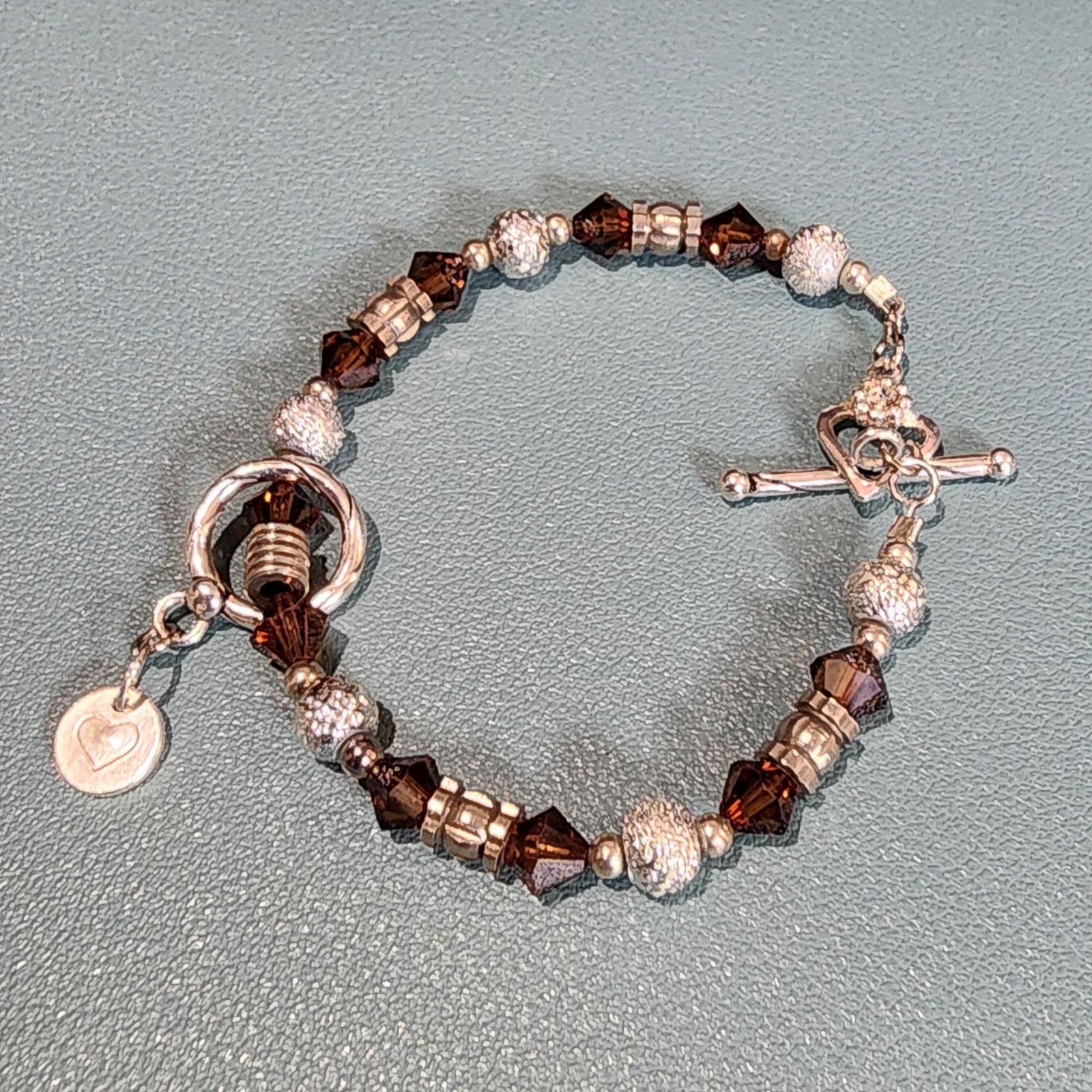 Brighton Brighton Crystal Sterling Silver Heart Toggle Bracelet Size ONE SIZE - 8 Thumbnail