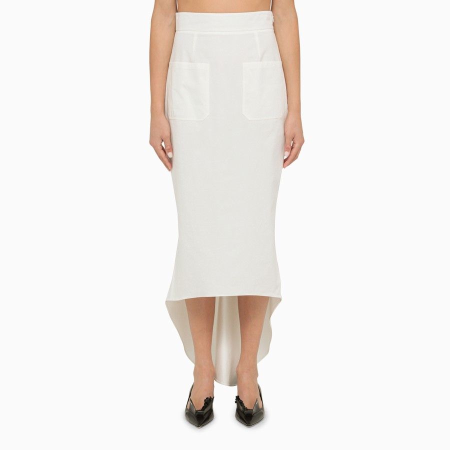 Prada o1d2blof0924 Midi Skirt in White Size 26" / US 2 / IT 38 - 1 Thumbnail