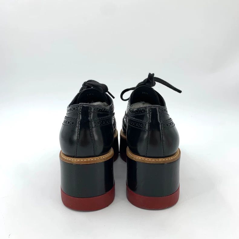 Prada Prada Size 36.5 Black Baroque carved lace-up thick-soled sh Size US 5 / EU 37 - 4 Thumbnail