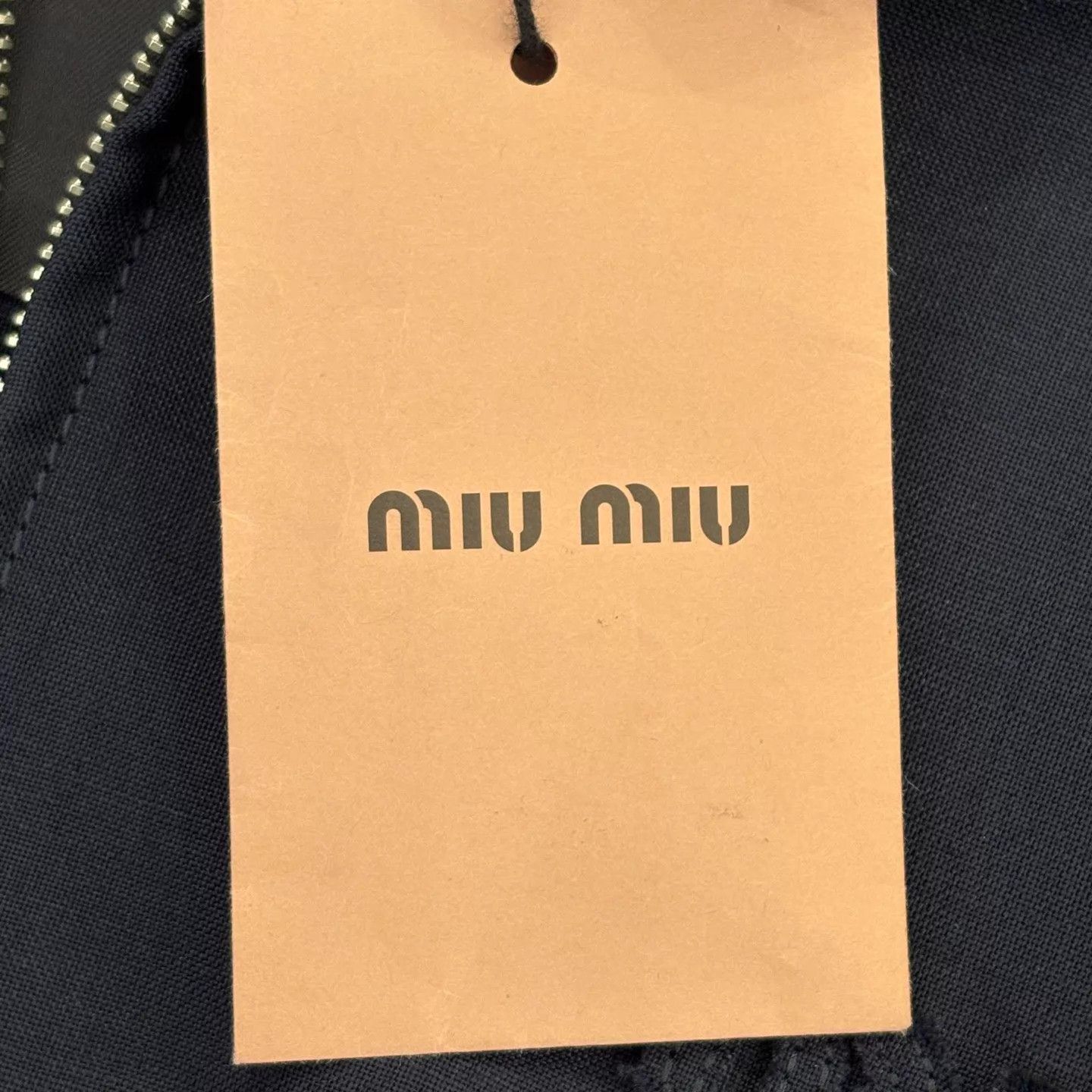 Miu Miu MIUMIU Navy Blue Embroidered Logo Lapel Zip Jacket Size XS / US 0-2 / IT 36-38 - 7 Thumbnail