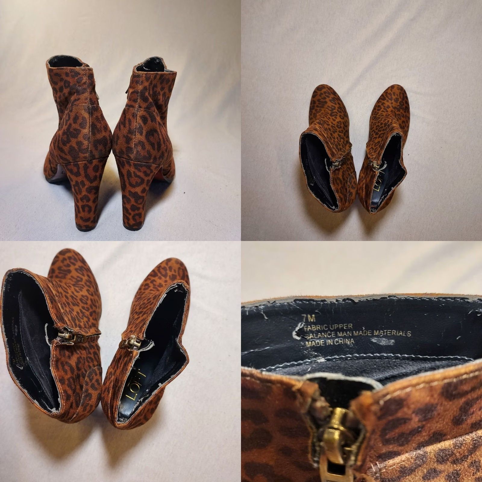 Ann Taylor Ann Taylor LOFT Leopard Ankle Booties Block Heel Zip Shoes Women Leather Ankle Boots Multicolor Animal Print Casual 7M Winter Fall Spring Womens Size US 7 / IT 37 - 8 Thumbnail