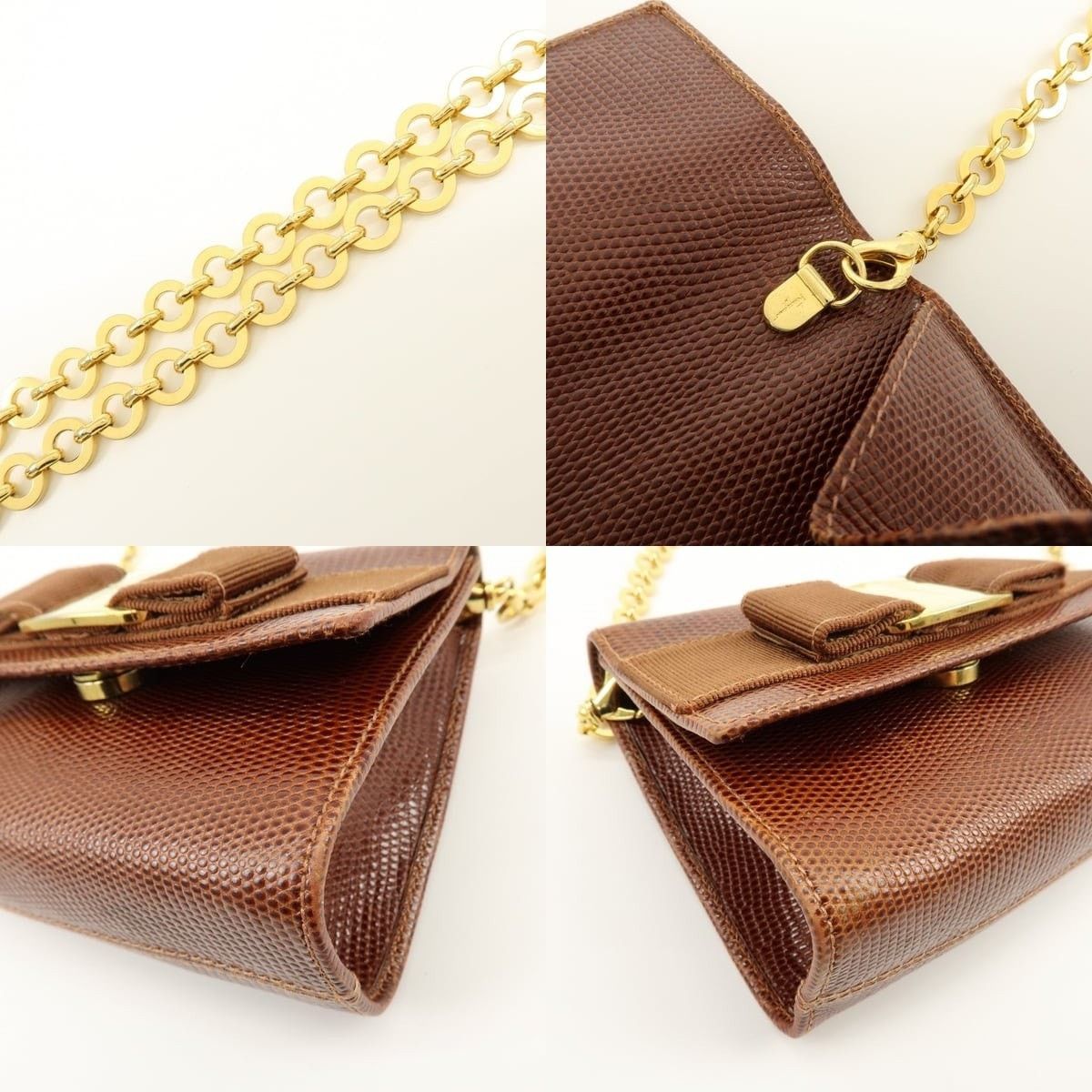 Salvatore Ferragamo Ferragamo Vara Ribbon Embossed Leather Shoulder Bag Brown Size ONE SIZE - 4 Thumbnail