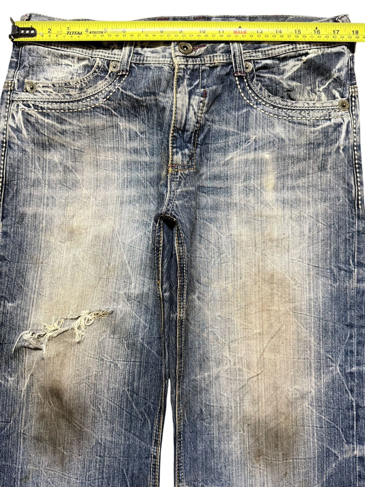 14th Addiction Vintage Japanese Brand Mud Wash Faded Thunder Distress Baggy Size US 34 / EU 50 - 11 Thumbnail