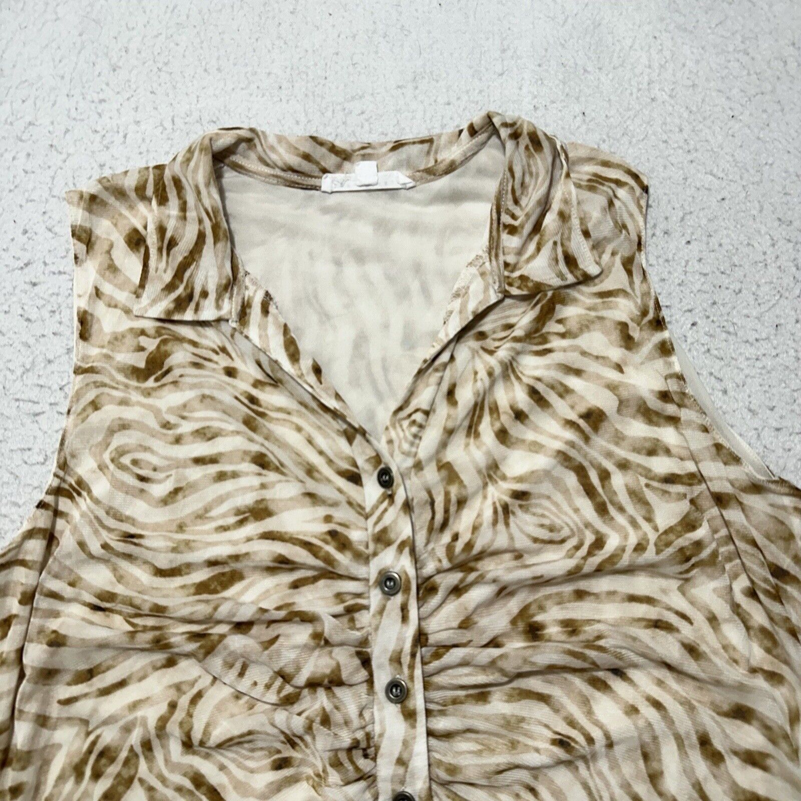 Other Jane Delancy Large Button Down Blouse Animal Print Tank Top Size L / US 10 / IT 46 - 2 Thumbnail