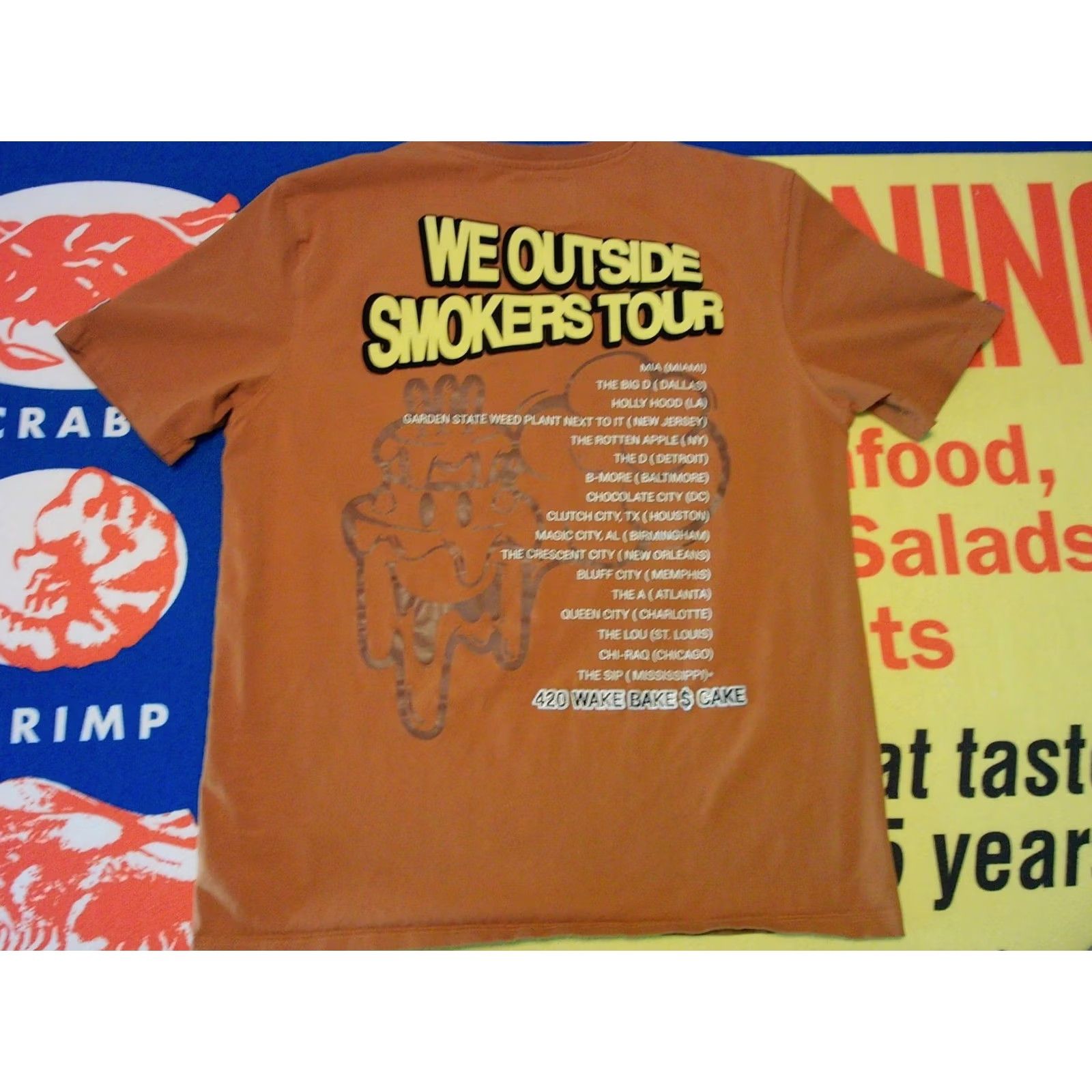 Vintage WEDDING CAKE Wake & Bake Shirt Men's Lrg Cannabis We Outside SMOKERS TOUR 420 t Size US L / EU 52-54 / 3 - 4 Thumbnail