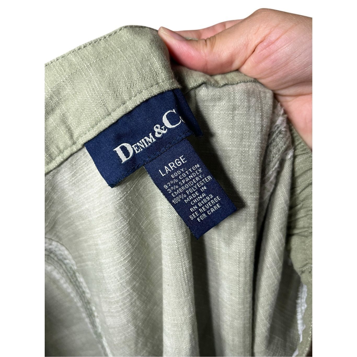 Denim & Co. Vintage Denim & Co Light Green Maxi Skirt Embroidered Hem Si Size 35" - 8 Thumbnail