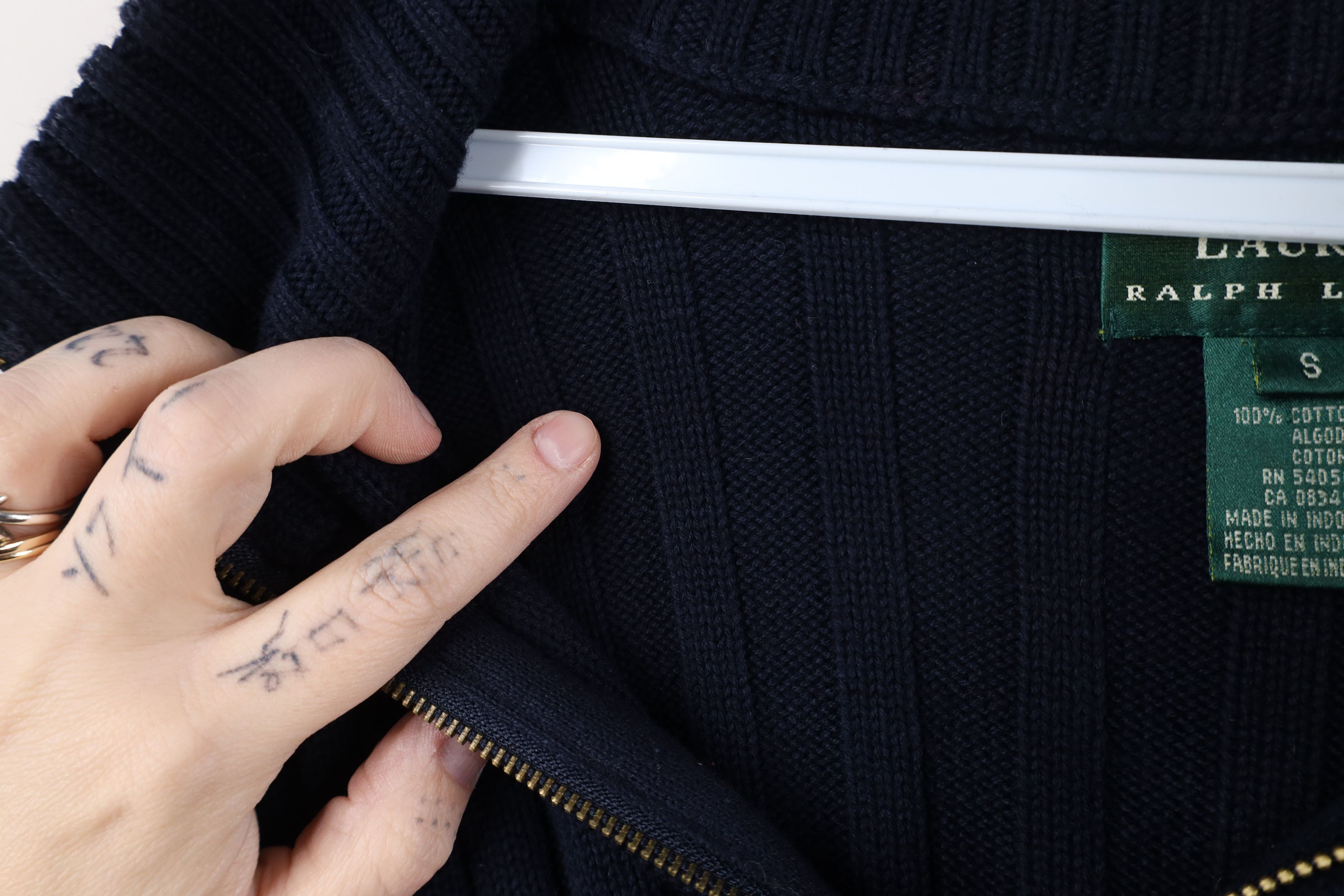 Ralph Lauren × Vintage Vintage 90s Ralph Lauren Cotton Ribbed Knit Half Zip Sweater Size S / US 4 / IT 40 - 8 Thumbnail