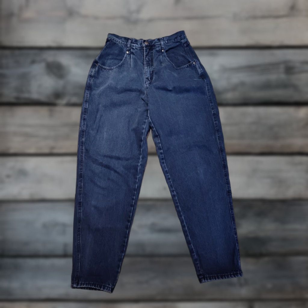 Vintage VTG Brittania Jeans - High Waist Denim Tapered Leg - Women's Size 12 - 28" Waist - 29" Inseam - 100% Cotton - Blue - Vintage 80s Mom Jeans Size 34" / US 12 / IT 48 - 1 Thumbnail